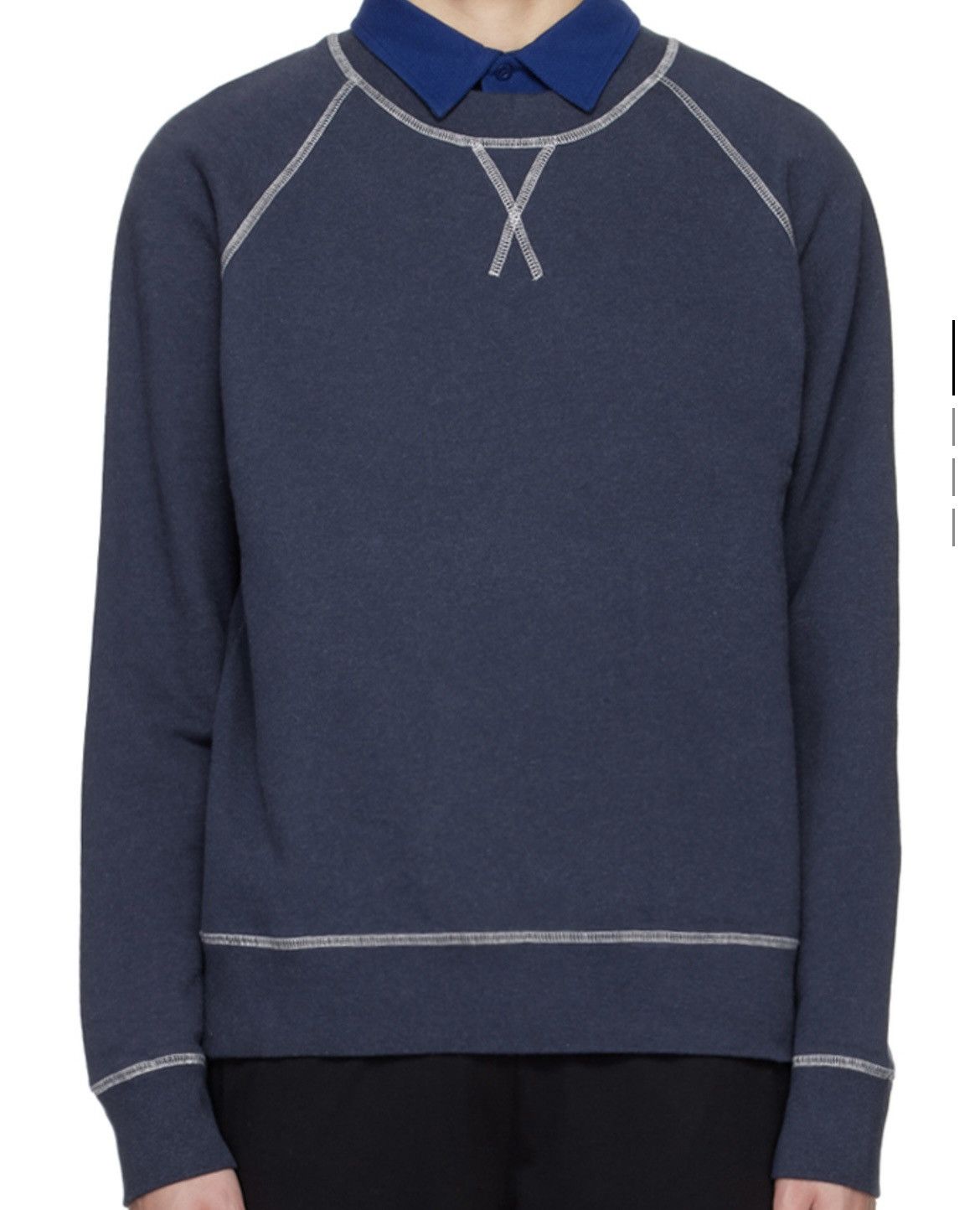 image of Sunspel Men’S Crewneck Sweatshirt Medium in Blue, Men's
