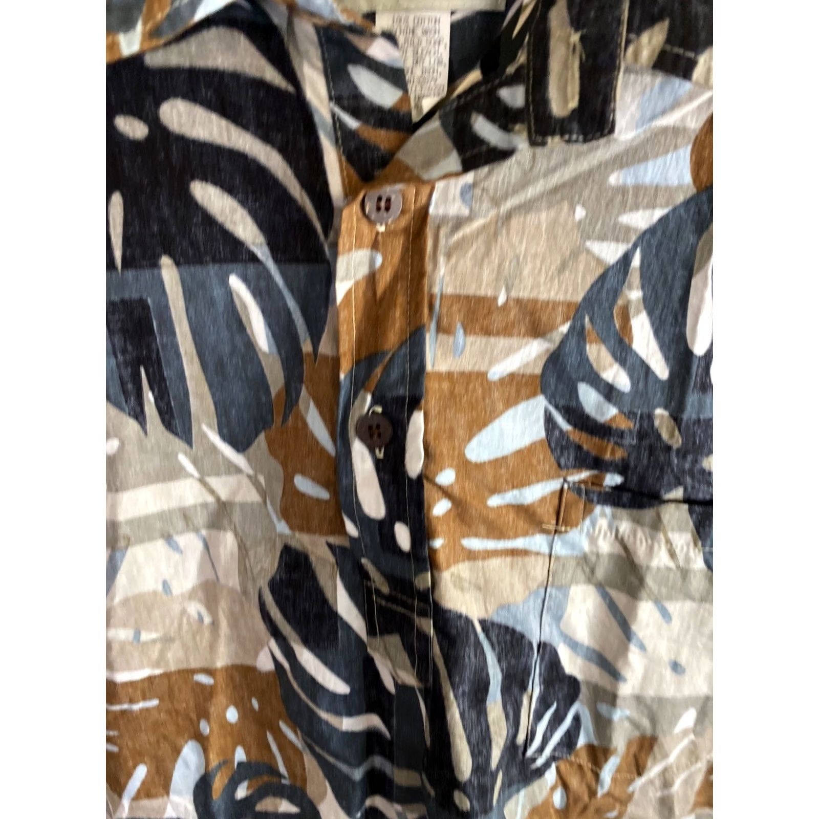 Vintage Bishop Street CAMP SHIRT Earth Tone Floral XL Pocket Ctn Mens Size US XL / EU 56 / 4 - 6 Thumbnail