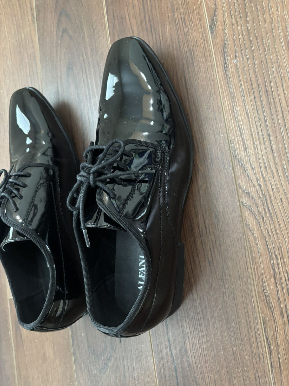 Alfani ALFANI Derbys Black Faux Leather Lace Up Dress Shoes Size US 11.5 / EU 44-45 - 4 Thumbnail