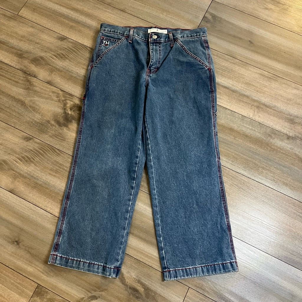 Tommy Hilfiger Vintage Tommy Hilfiger Medium Wash Cargo Carpenter Women 30 Size 30" / US 8 / IT 44 - 2 Thumbnail