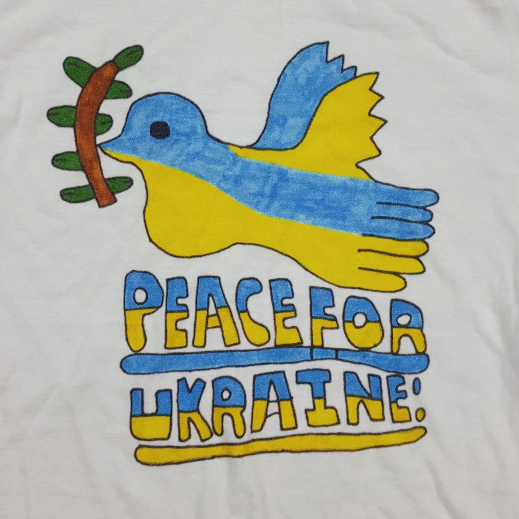 Vintage VINTAGE Peace For Ukraine Hand Painted Size S Anti-War Bird White Flag T Shirt Size US S / EU 44-46 / 1 - 3 Thumbnail