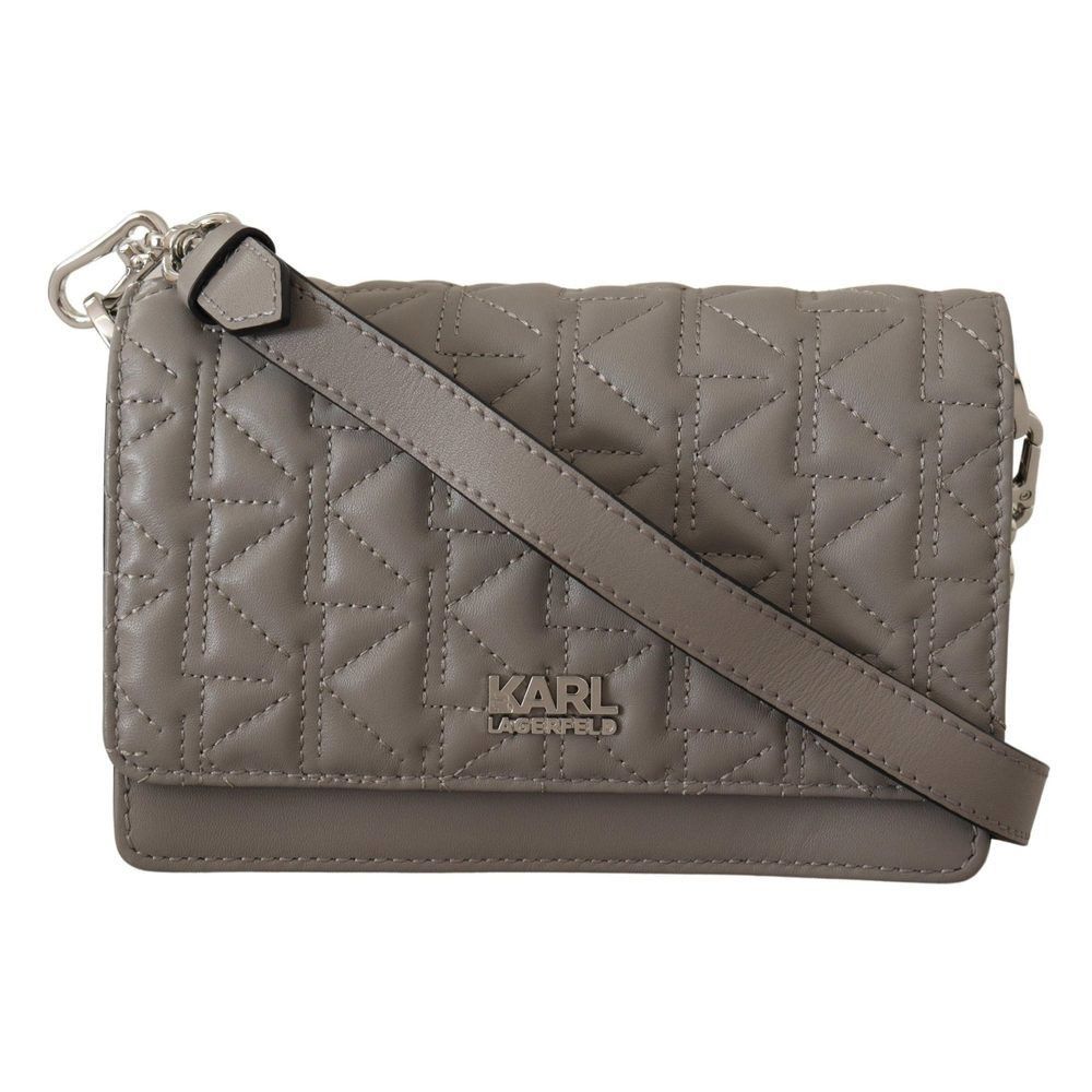 Karl Lagerfeld Karl Lagerfeld Light Grey Leather Crossbody Bag Size ONE SIZE - 1 Thumbnail