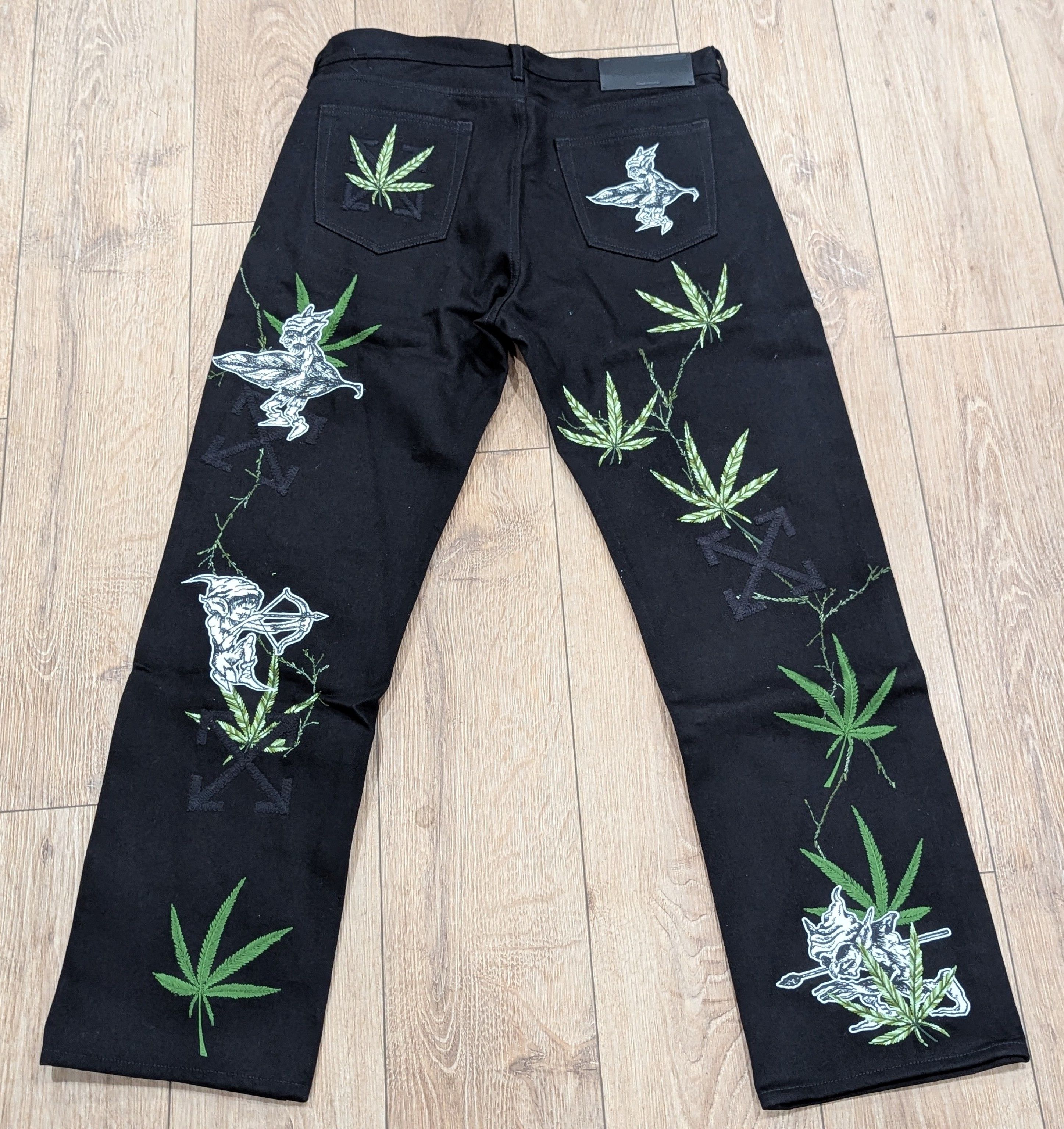 Off-White OFF-WHITE Leaf Embroidered Logo Skate Fit Jeans Black 32 Size US 32 / EU 48 - 5 Thumbnail