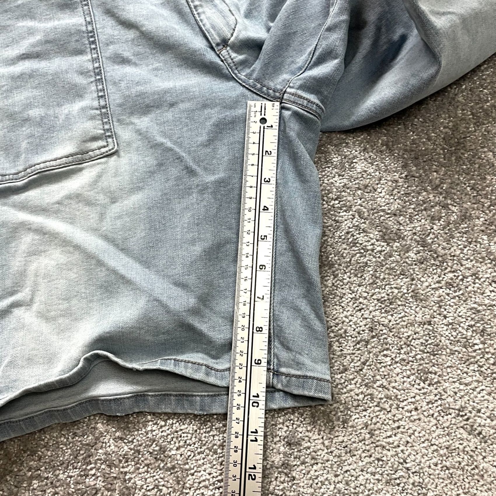 Vintage Time and Tru Jean Shorts Womens 18 Blue Denim High Rise Stretch Slash Button Size 40" / US 18 - 2 Thumbnail