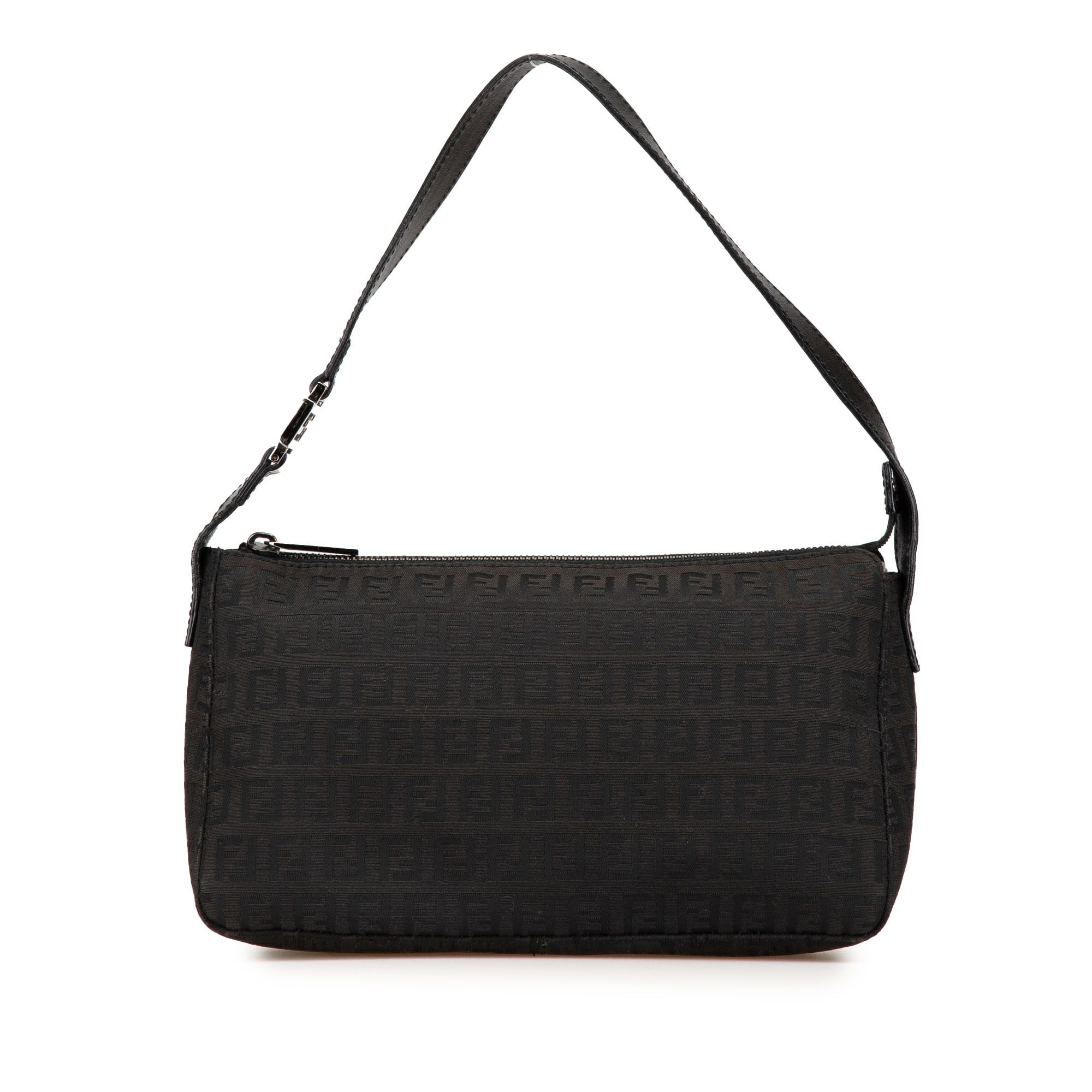 Fendi Zucchino Canvas Shoulder Bag in Black, Women's