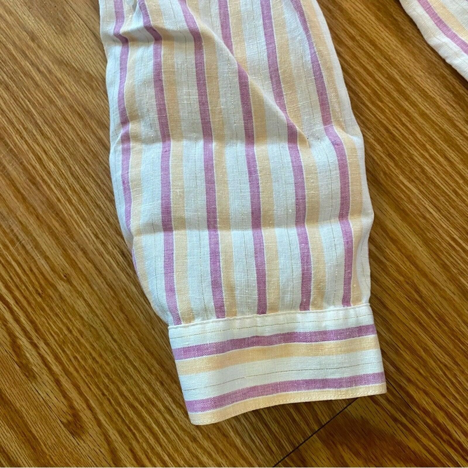 Chicos Chicos Striped Orange Linen Button-up Top Womens XLarge 16 Size XL / US 12-14 / IT 48-50 - 6 Thumbnail