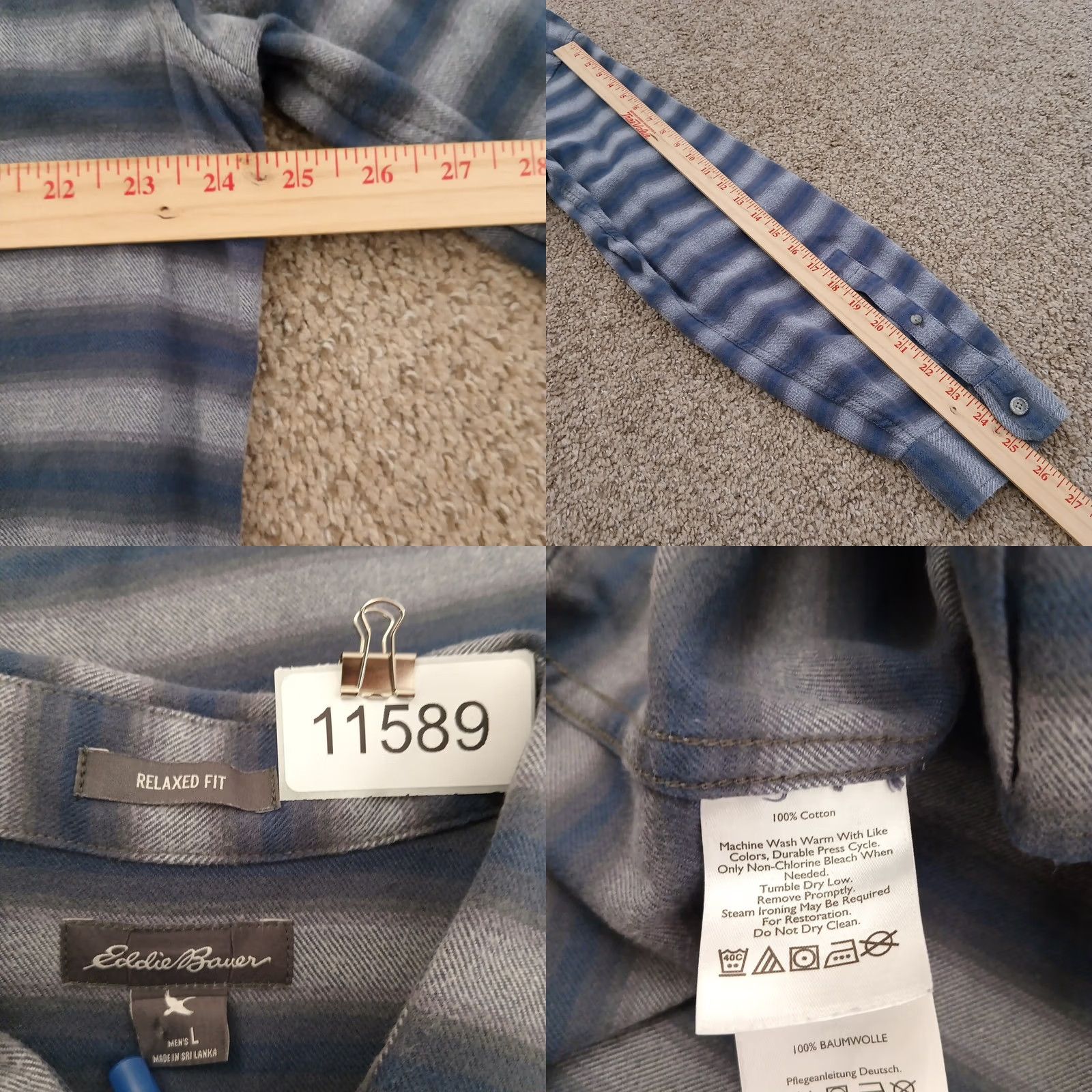 Eddie Bauer Eddie Bauer Shirt Mens L Relaxed Fit Blue Striped Long Sleeve Button-Down Collar Shirt L Blue Mens Size US L / EU 52-54 / 3 - 8 Thumbnail