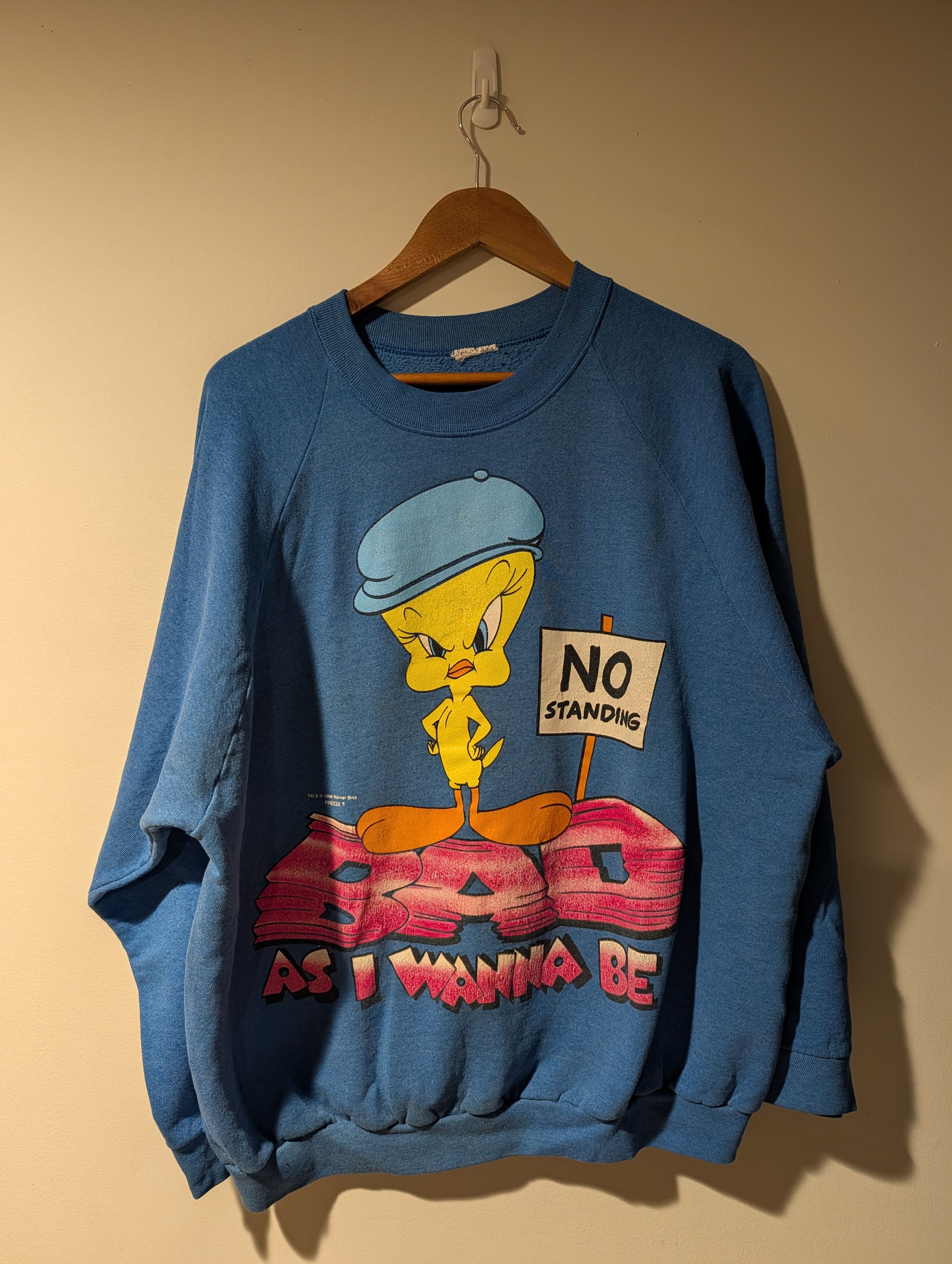 Cartoon Network 90s VINTAGE LOONEY TUNES Blue Tweety Bad As Sweatshirt Size US L / EU 52-54 / 3 - 1 Thumbnail
