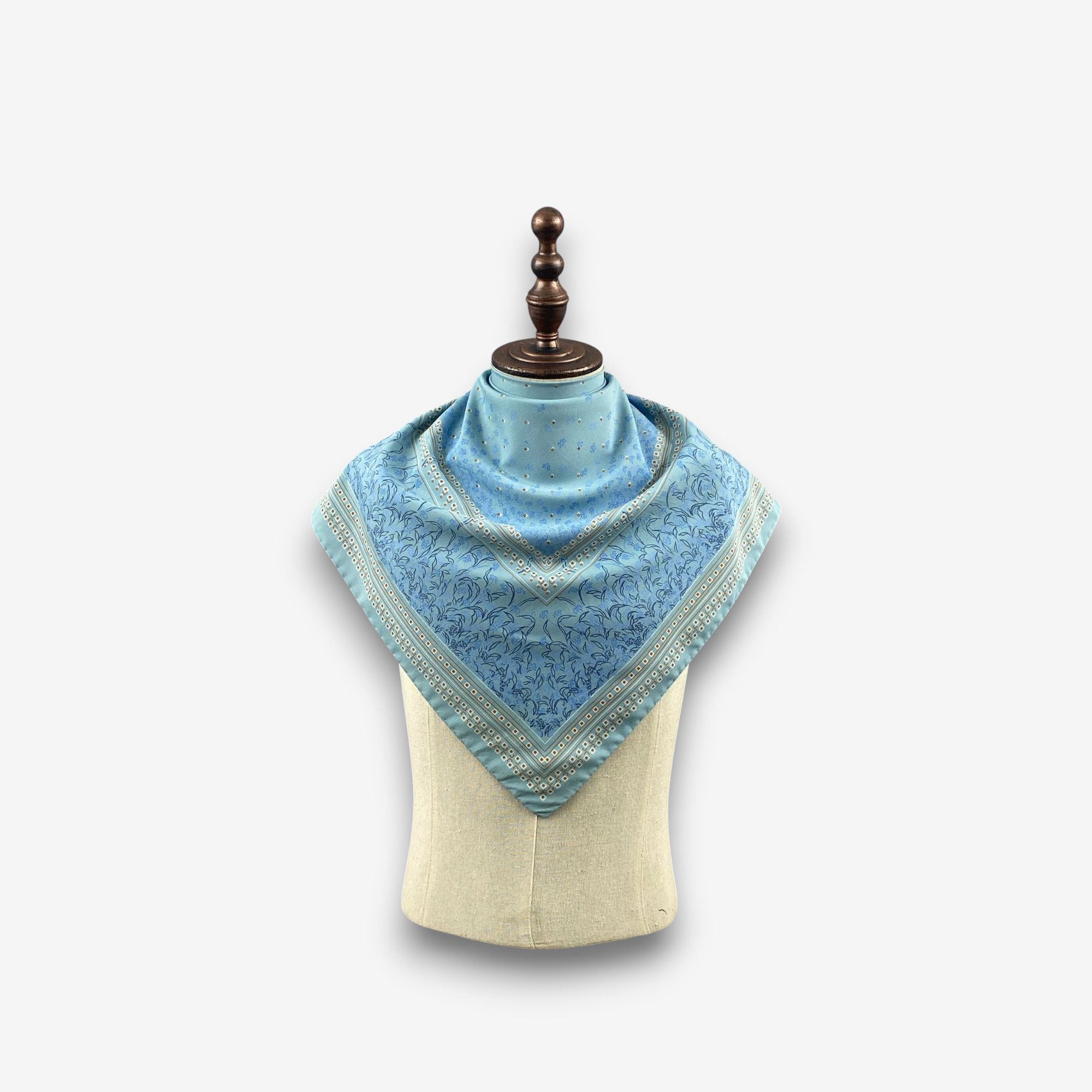 Japanese Brand Vintage Flower Grid SILK Scarf Twill Stole Wraps Scarves Size ONE SIZE - 1 Thumbnail
