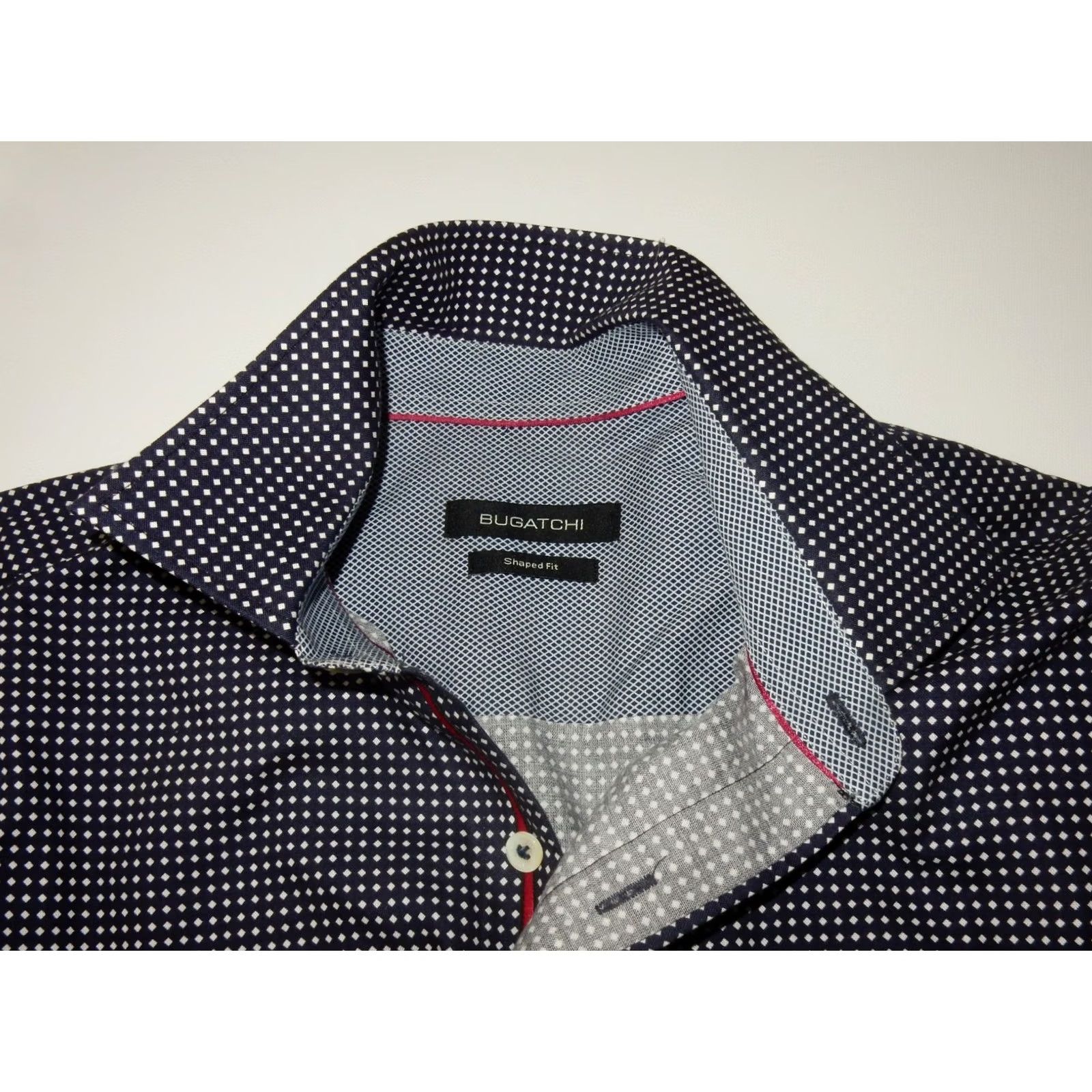 BUGATCHI Bugatchi Uomo Shirt Men Long Sleeve Button-Up Size S Polka Dot Blue Shaped Fit Size US S / EU 44-46 / 1 - 4 Thumbnail