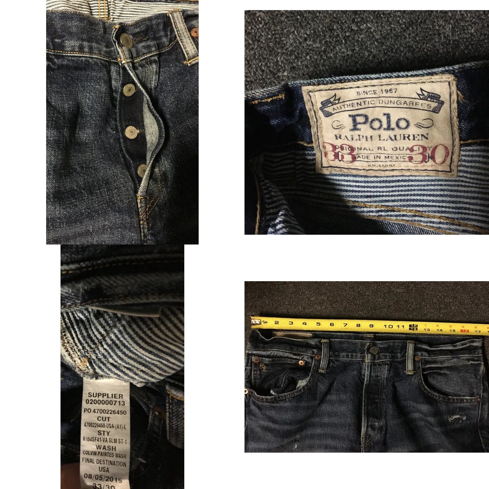 Polo Ralph Lauren Polo Ralph Lauren Varick Slim Jeans 34/31 Blue Vtg 90s Sport Man Clothing Polo Ralph Lauren Varick Slim Distressed Paint Jeans 34/31 90s Mens Jeans Size US S / EU 44-46 / 1 - 8 Thumbnail