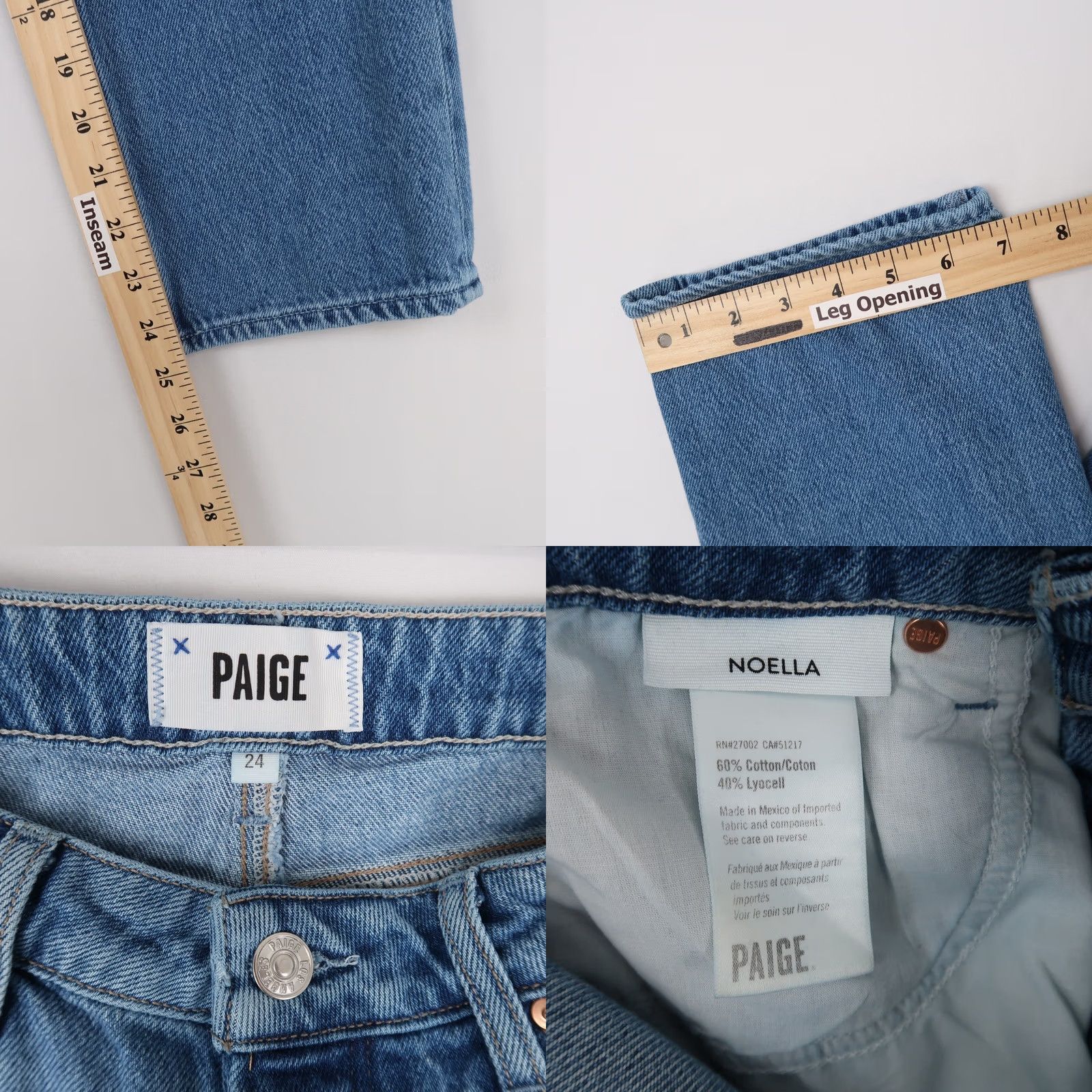 Paige Paige Jeans Womens Blue Straight Leg Button Fly 24 Coastline Size 42" / US 20 - 8 Thumbnail