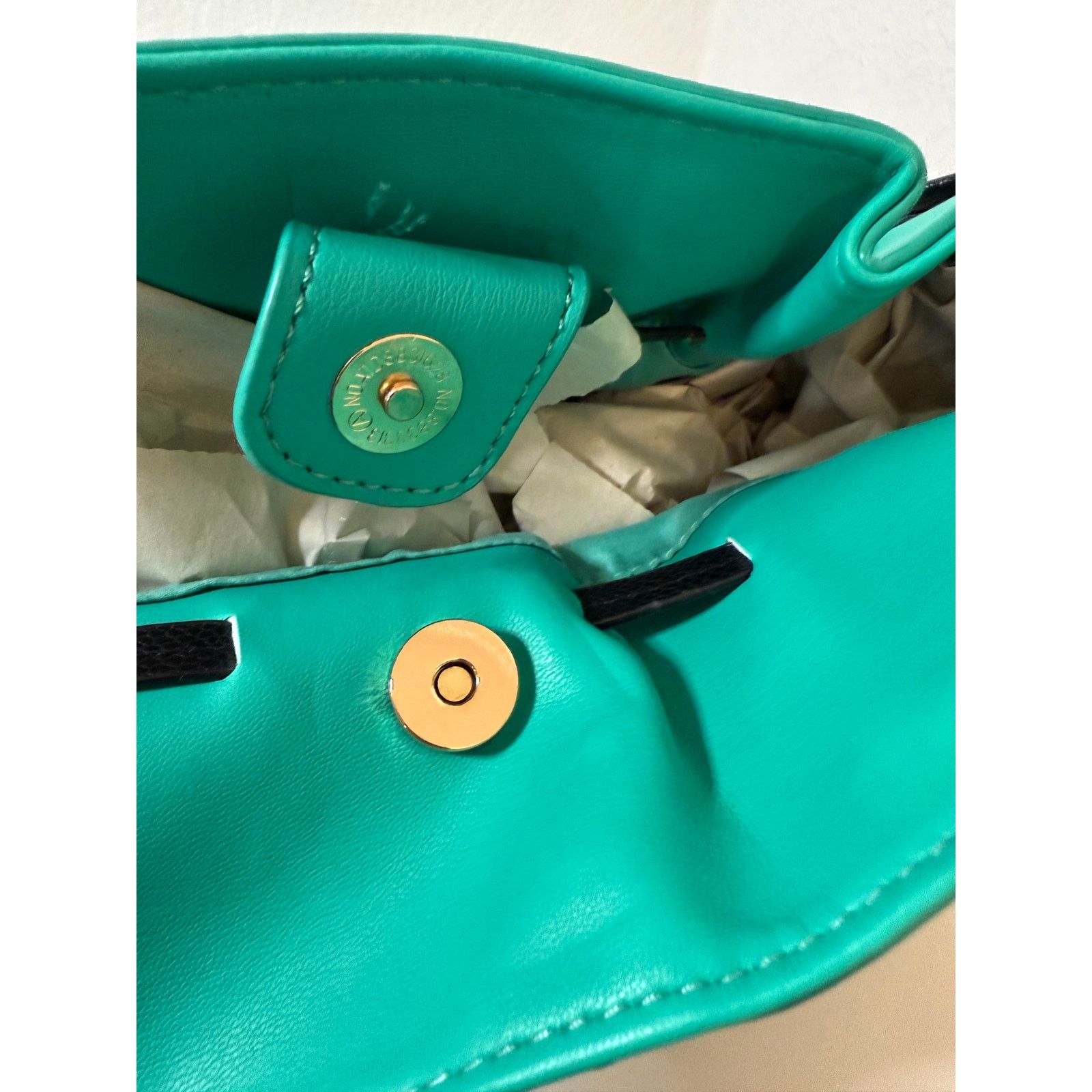 Badgley Mischka BADGLEY MISCHKA TEAL Lg Tote Vegan w/ Black Snake Handle Size ONE SIZE - 7 Thumbnail