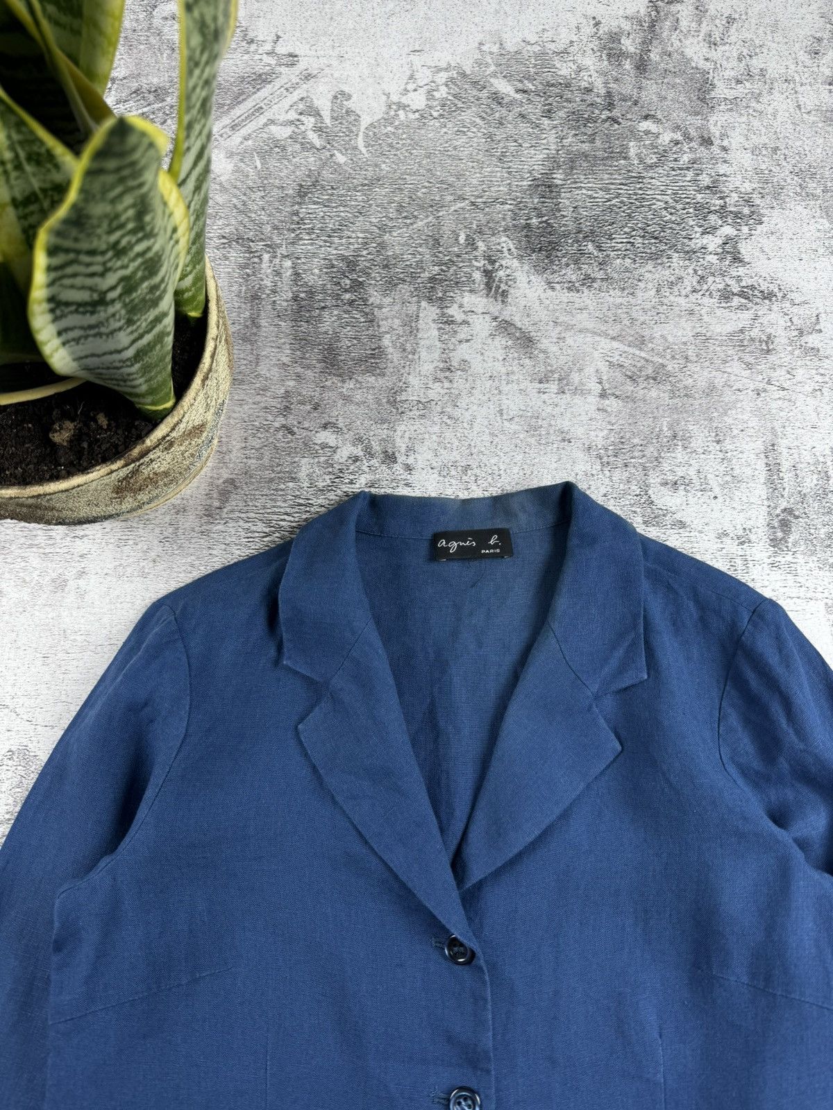 agnes b. Vintage 90S Agnes B Paris LINEN Cropped Blazer Coat Jacket Size M / US 6-8 / IT 42-44 - 9 Thumbnail