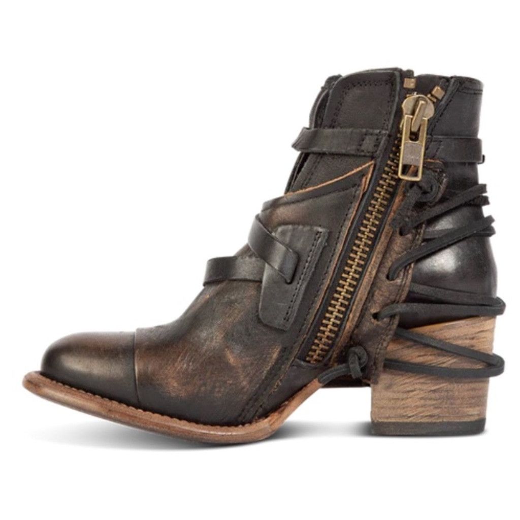FREEBIRD Freebird Women's Black Leather Ankle Boots Size US 7 / IT 37 - 3 Thumbnail