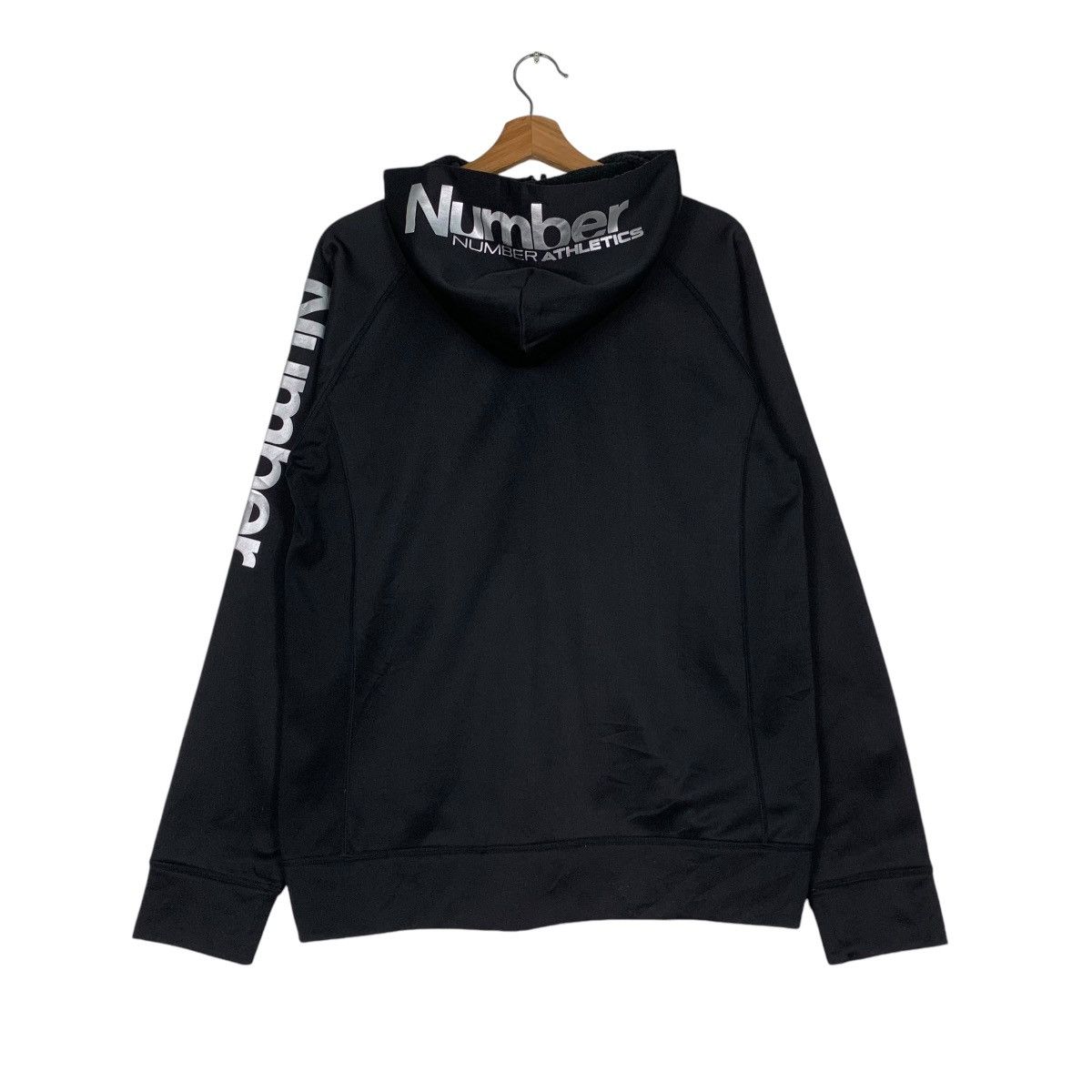 Japanese Brand NUMBER ATHLETICS Big Logo Zipper Hoodie Sweatshirt #1277-C57 Size US L / EU 52-54 / 3 - 18 Thumbnail
