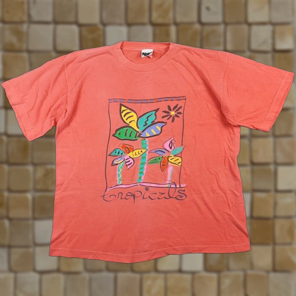 Vintage VINTAGE 90s Next Exit Tropical Beach Art Surf T-Shirt Women's One Size Pink Short Sleeve Retro Size ONE SIZE - 1 Thumbnail