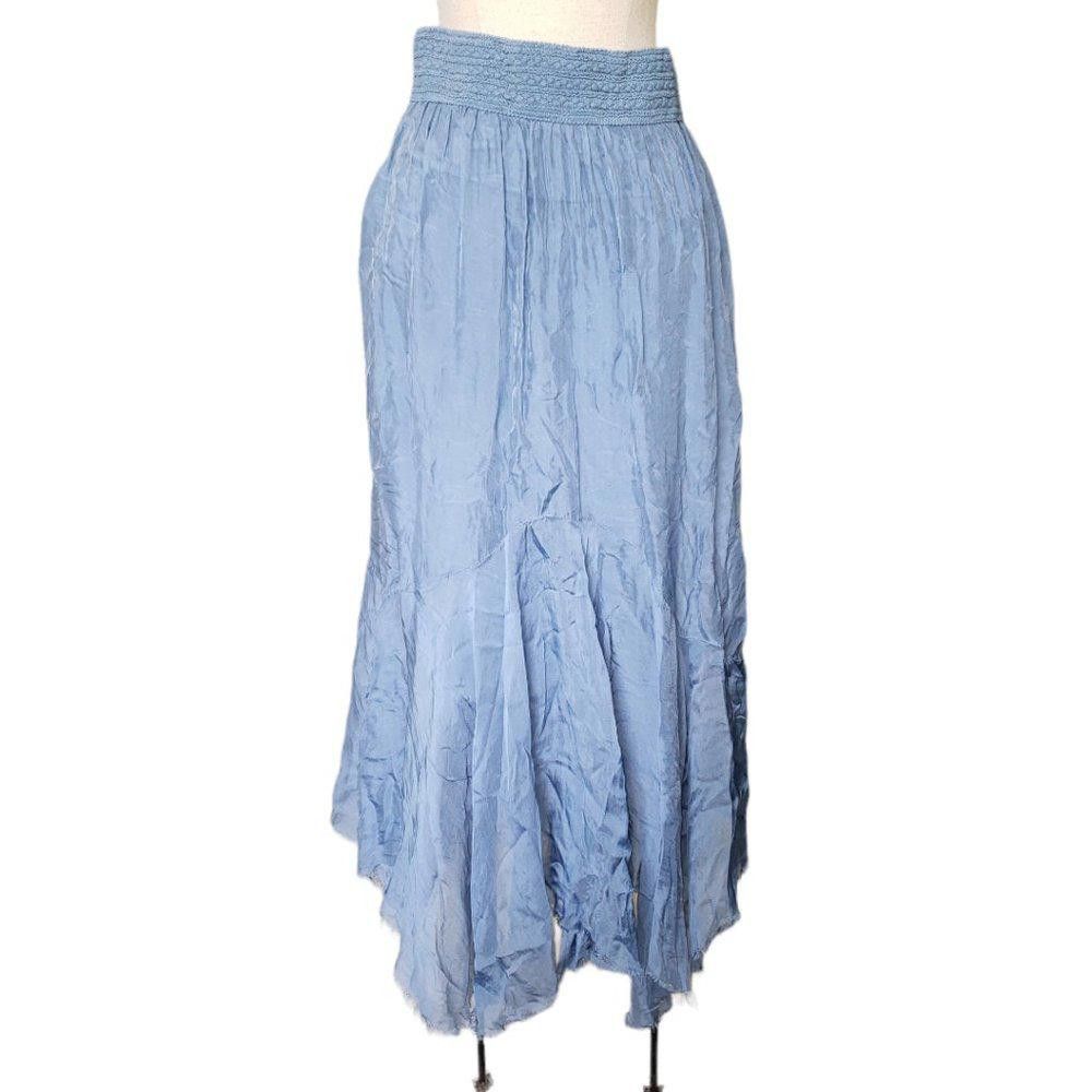 Designer CT328 Ladies 100% Blue Italian Silk Lined Maxi Skirt 28" Size 30" / US 8 / IT 44 - 2 Thumbnail