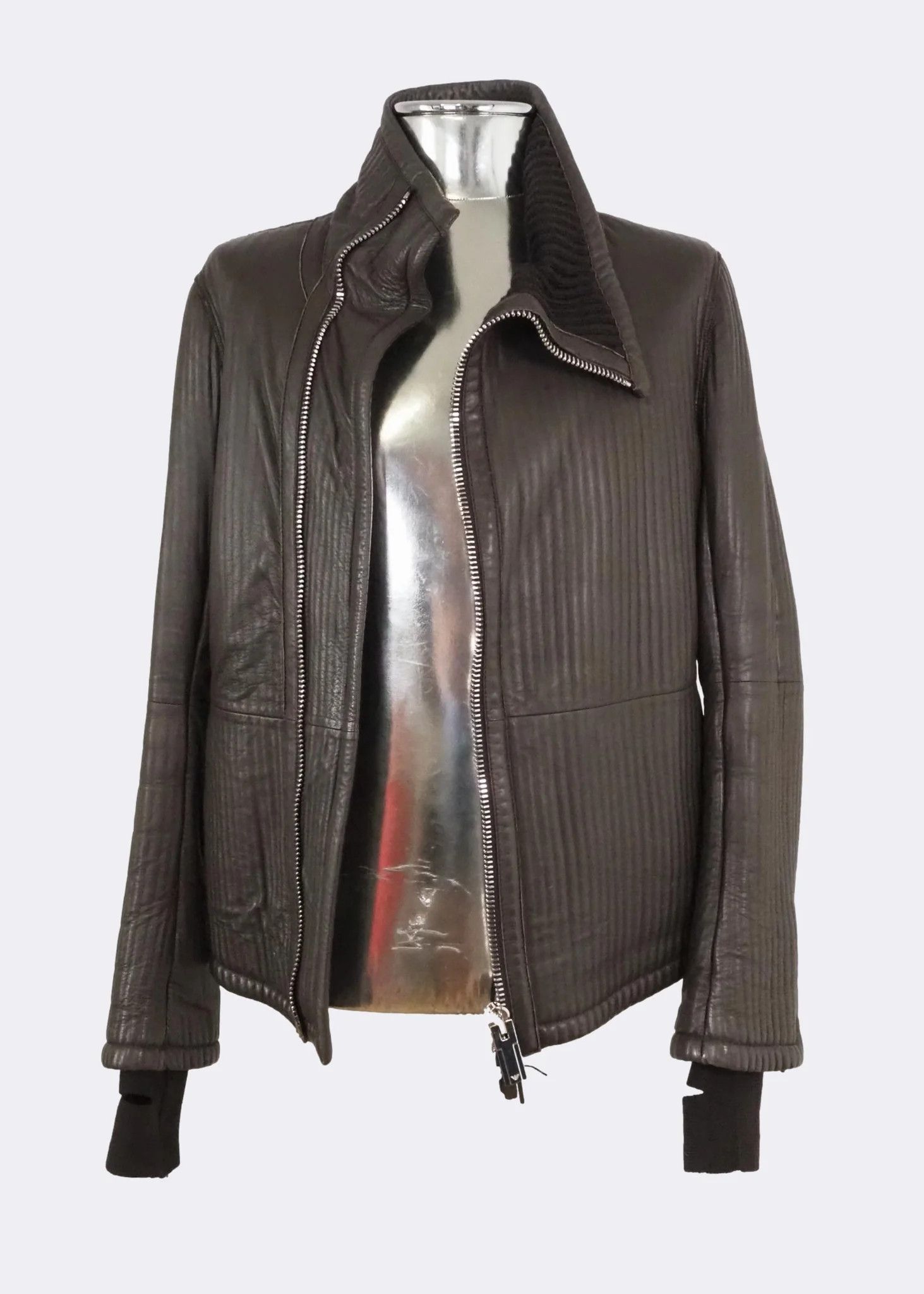 Emporio Armani Emporio Armani Ribbed Leather Jacket Wool Lining $2615 Size US M / EU 48-50 / 2 - 1 Thumbnail