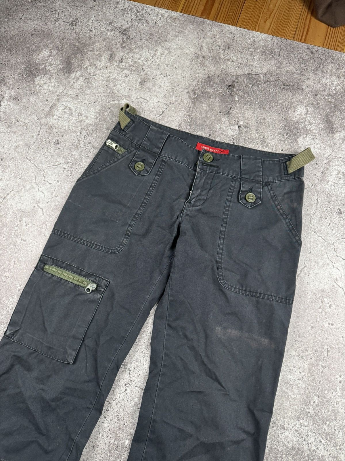 Miss Sixty Miss Sixty Vintage Y2K Flared Cargo Front Pockets Pants fade Size 29" - 3 Thumbnail