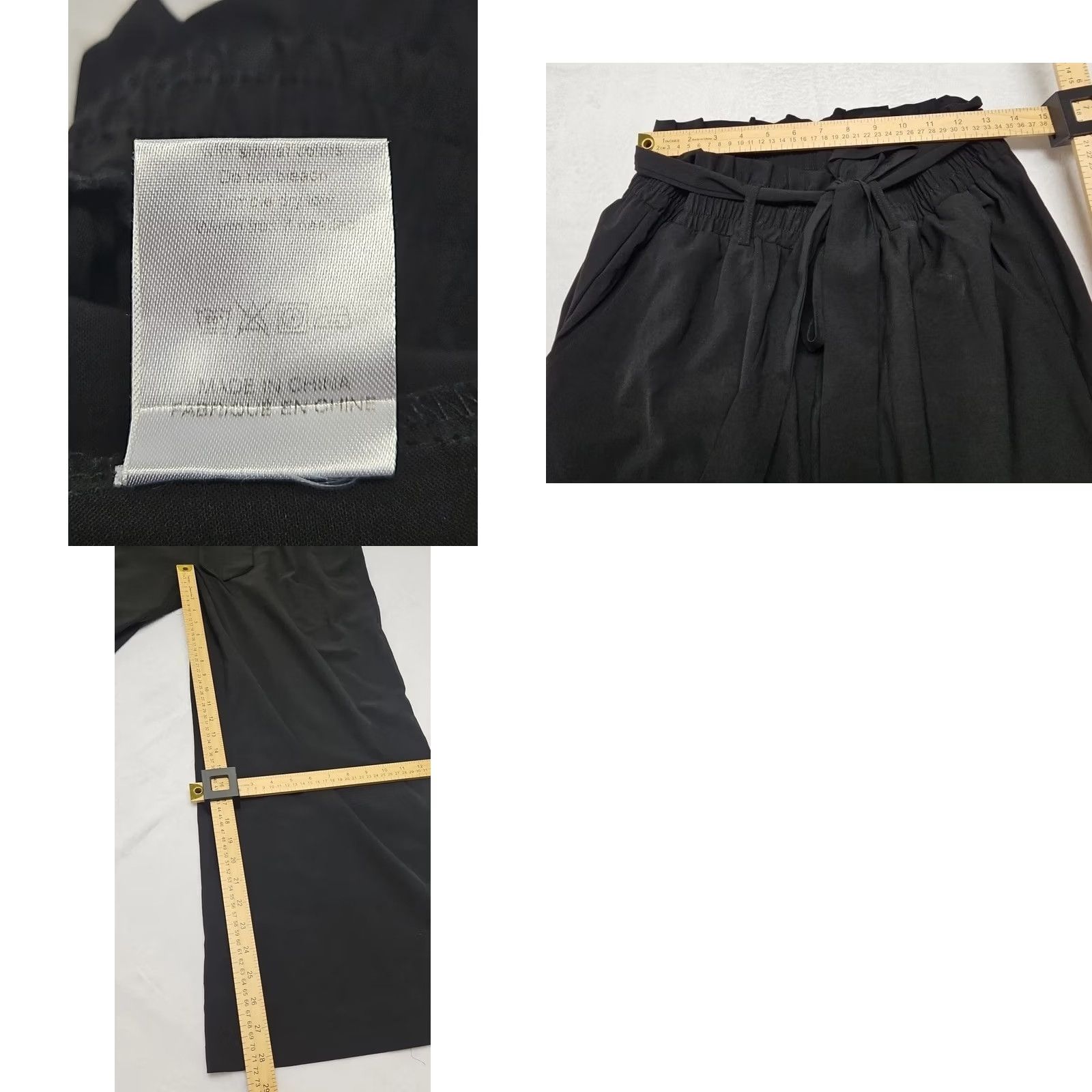 Vintage Women's Pants Black Paperbag Waist Drawstring Wide Leg Comfort Large Size 36" / US 14 / IT 50 - 8 Thumbnail