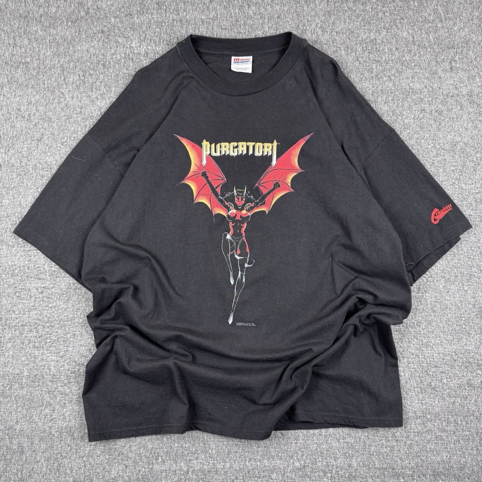 Hanes Vintage Purgatori T-Shirt Men’s XXL Black Chaos Comics Size US XXL / EU 58 / 5 - 2 Thumbnail