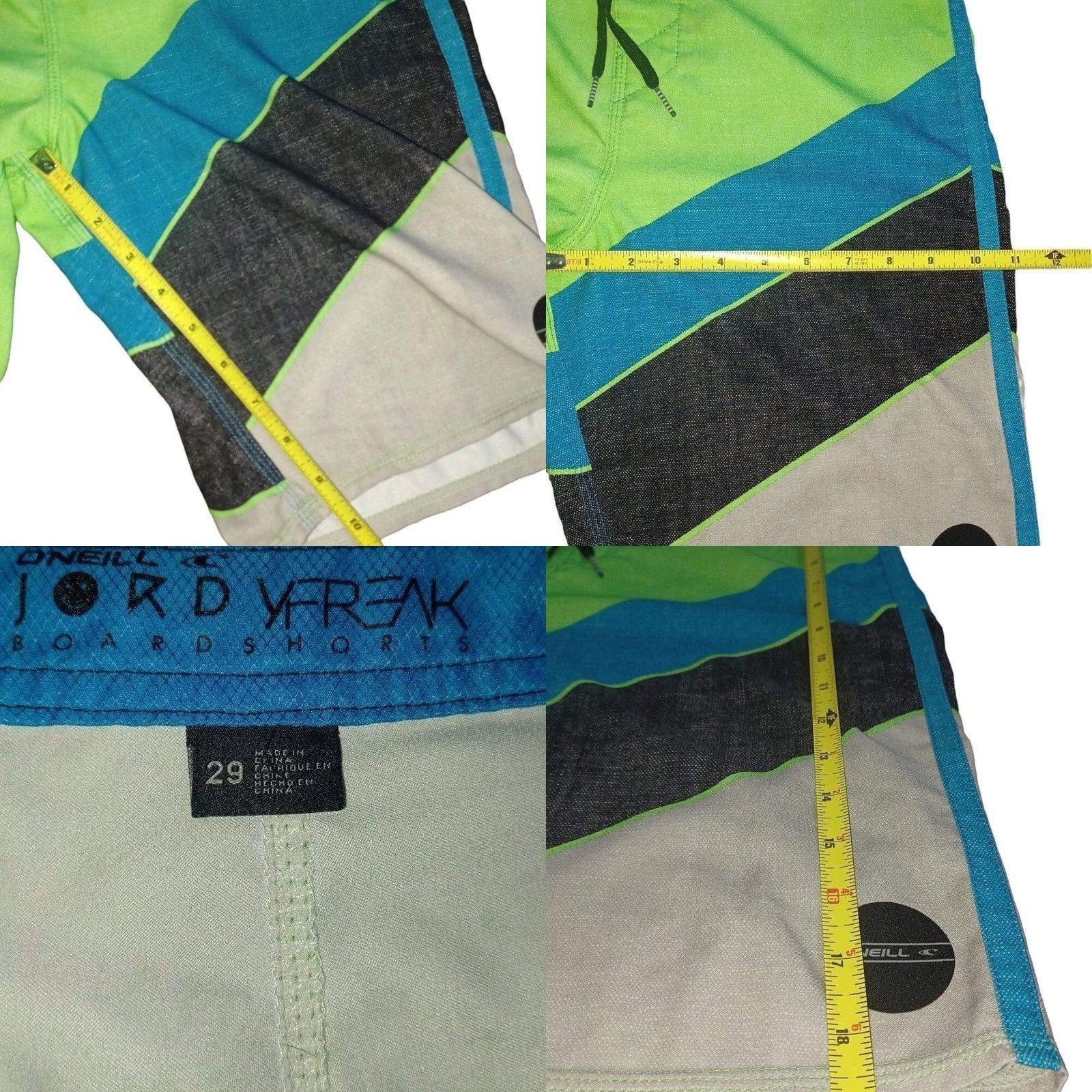 O'Neill O'Neill Jordy Freak Trunks Boardshorts Lime Mens 29 Green 20” Outseam Hyperstretch Hyperdry DWR Superfly Closure Size US 29 - 8 Thumbnail