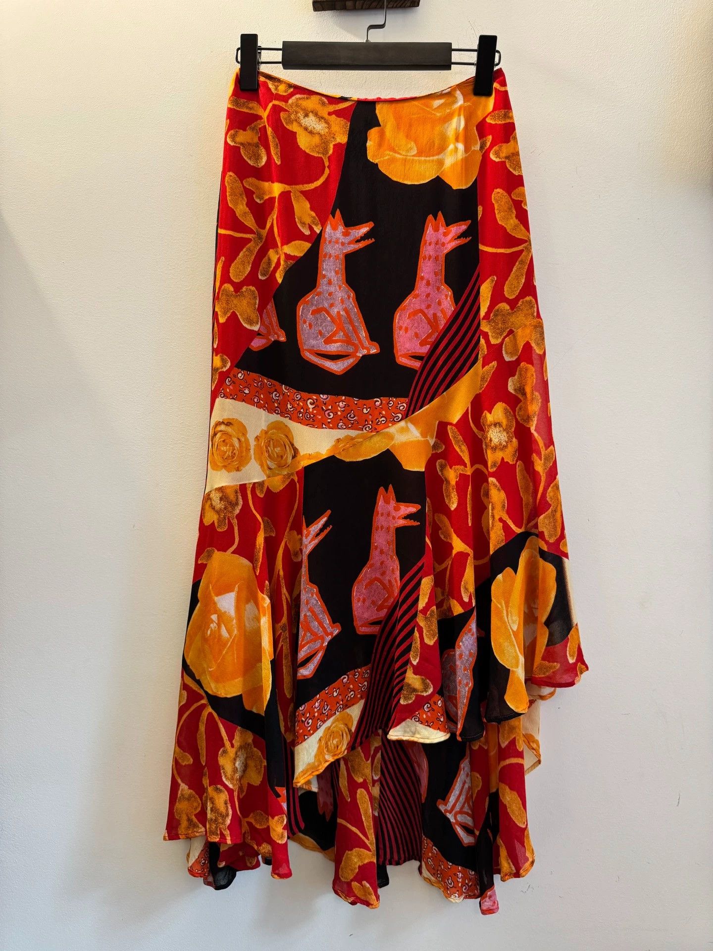 Other French Brand Color - Printed Irregular Hem Silk Skirt Size 26" / US 2 / IT 38 - 9 Thumbnail