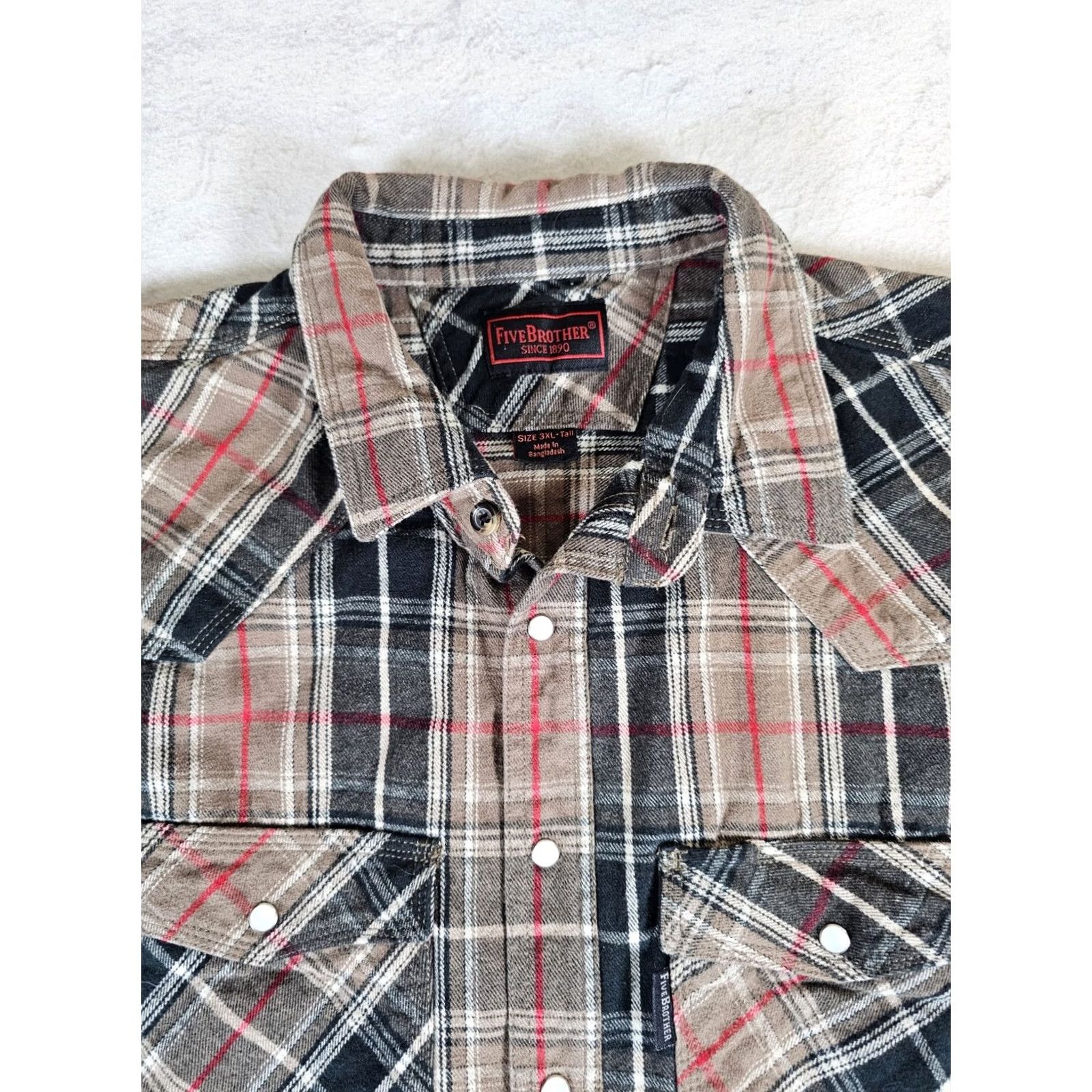 Vintage VINTAGE Five Brother Flannel Shirt Pearl Snap Plaid Cotton Men's 3XL Tall Button-Up Size US XXL / EU 58 / 5 - 3 Thumbnail
