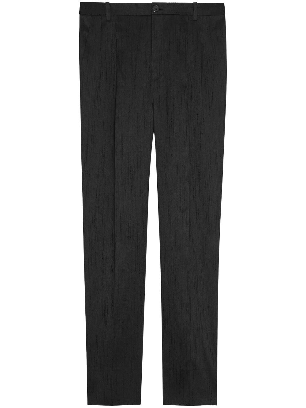 Saint Laurent Paris o1s1wg110625 737996 Straight Pant in Shantung in Black Size US 34 / EU 50 - 1 Thumbnail
