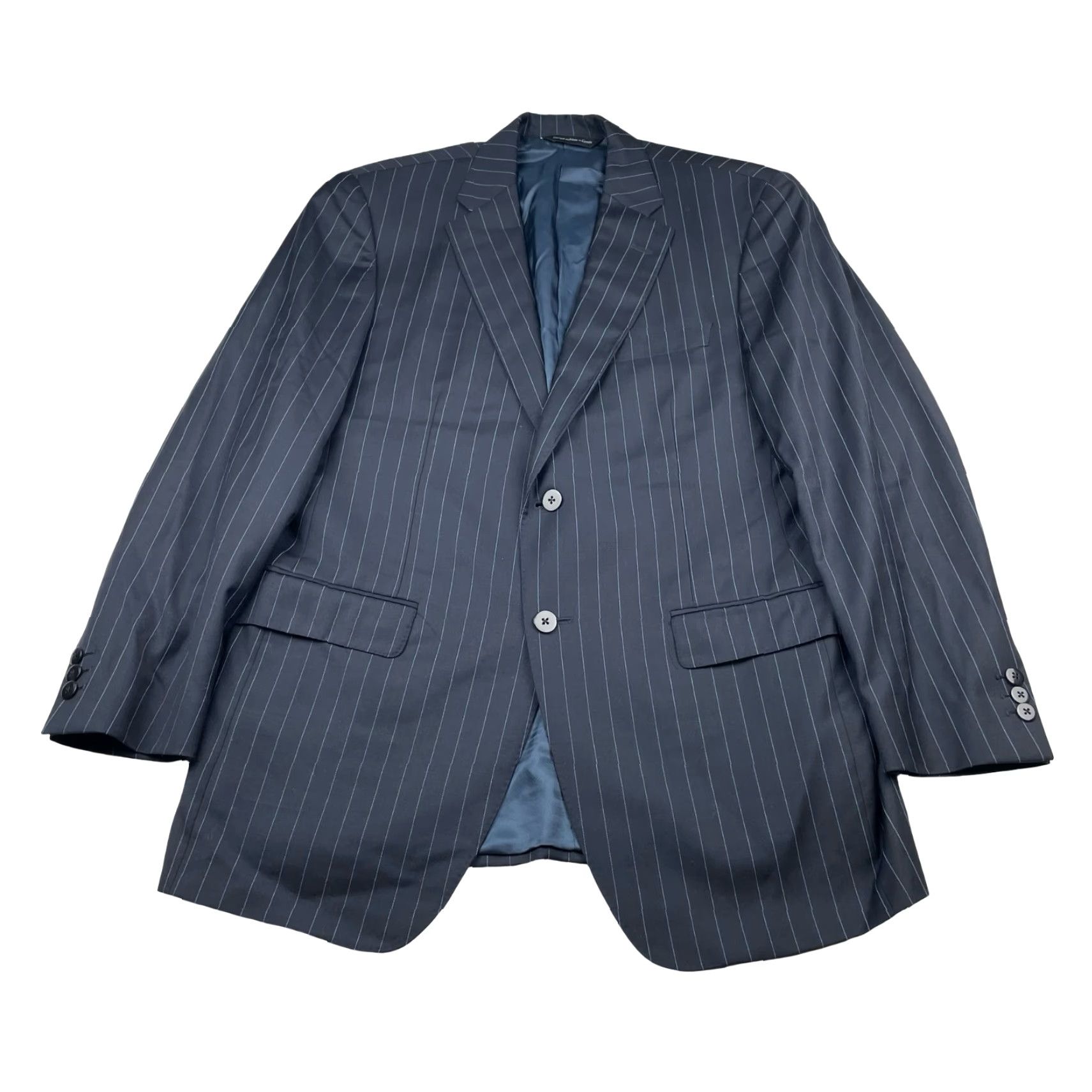 Vintage Samuelsohn Blazer 40R 100% Wool Navy Blue Stripe 2-Button Gable Mens Size 40R - 2 Thumbnail