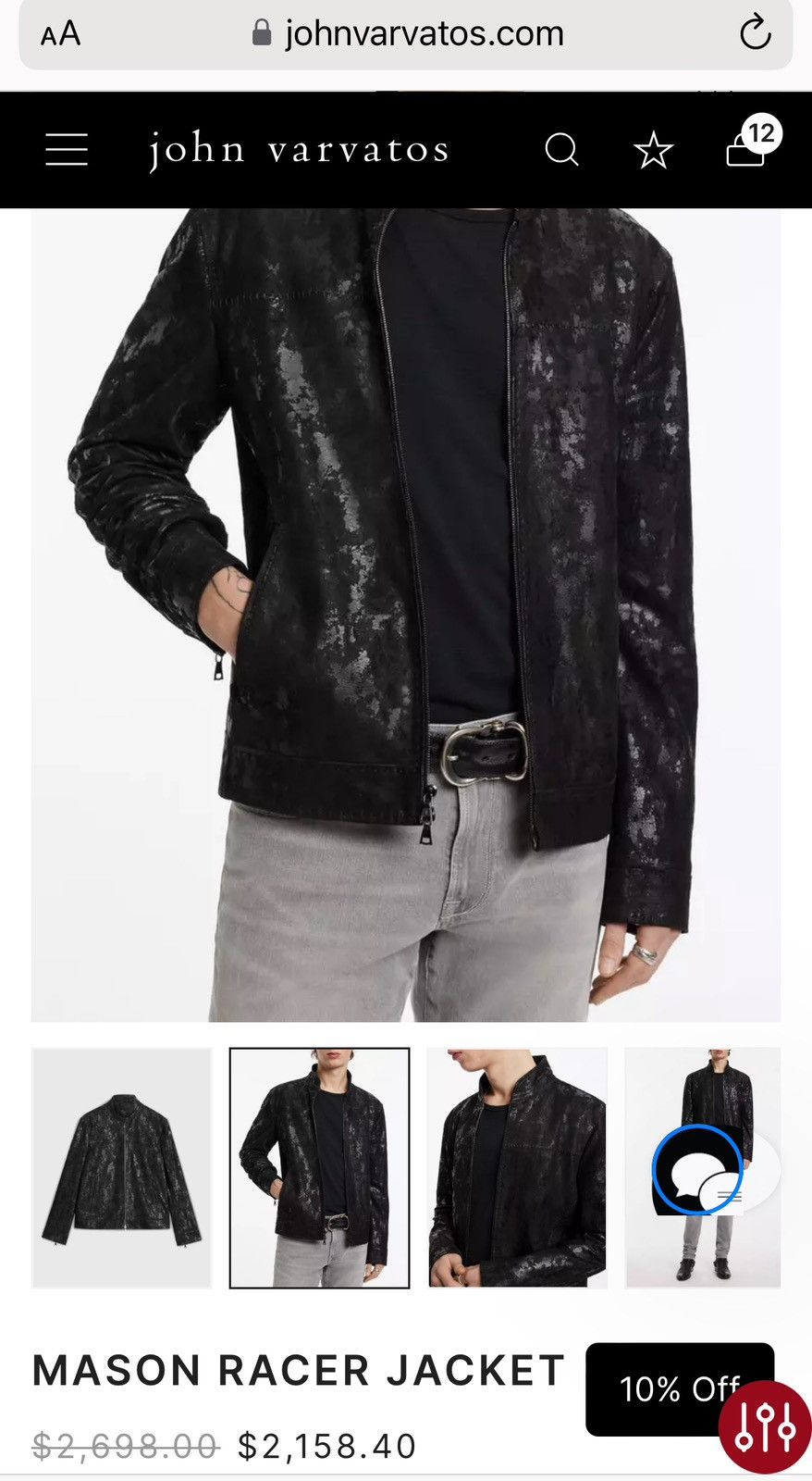 John Varvatos Mason Racer Jacket. Size US M / EU 48-50 / 2 - 8 Thumbnail