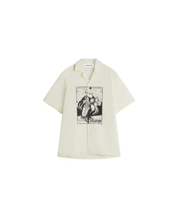 Lanvin oc11z0426 Printed Cotton Shirt in Off White Size US S / EU 44-46 / 1 - 1 Thumbnail