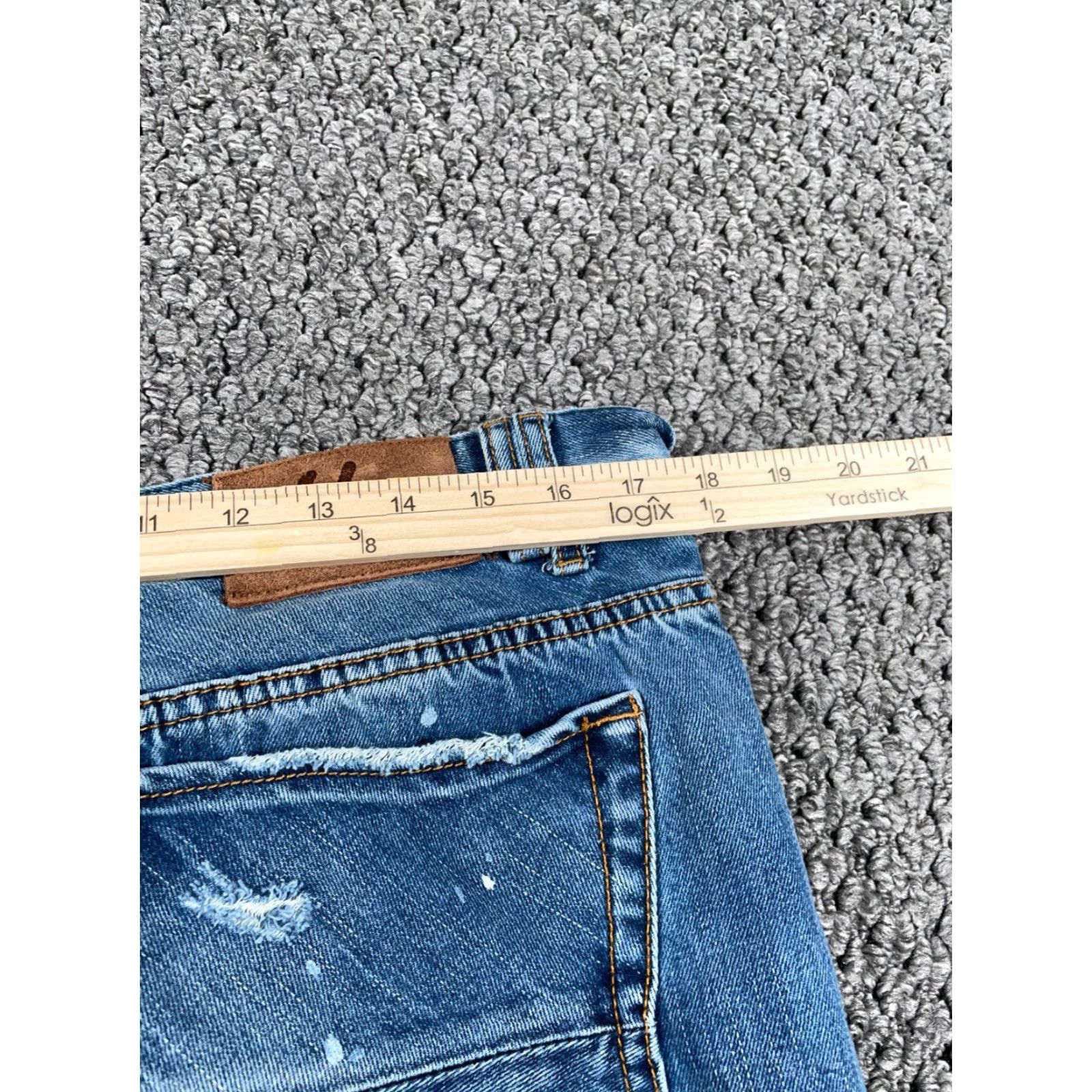 Vintage VINTAGE AKOO Patchwork Distressed Jeans Men's 35 x 32 Blue Tapered Jeans Men Regular 90s Hip Hop Retro Size US 35 - 5 Thumbnail
