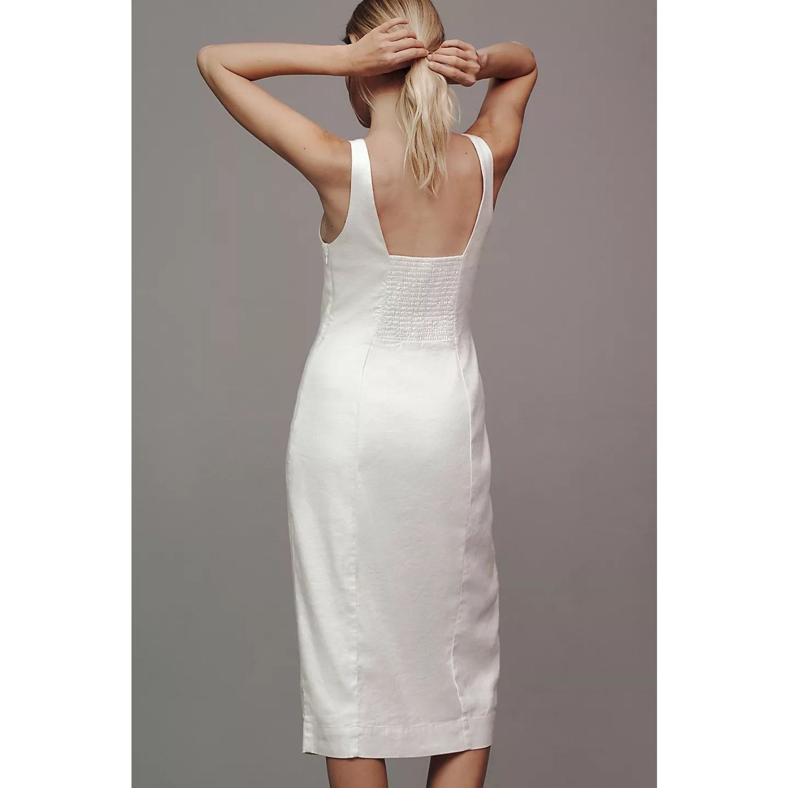Anthropologie NWT Sleeveless Square-Neck Linen Wrap Midi Dress $178 1X Size XXL / US 16-18 / IT 52-54 - 8 Thumbnail