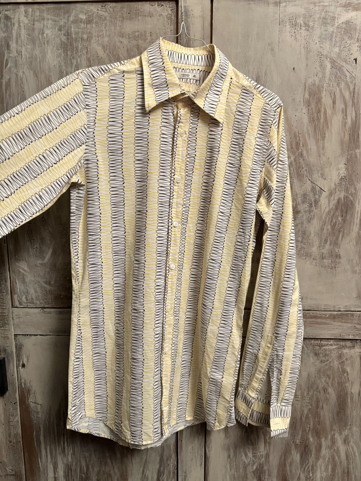 Prada prada vintage yellow printed shirt 39 men Size US S / EU 44-46 / 1 - 6 Thumbnail