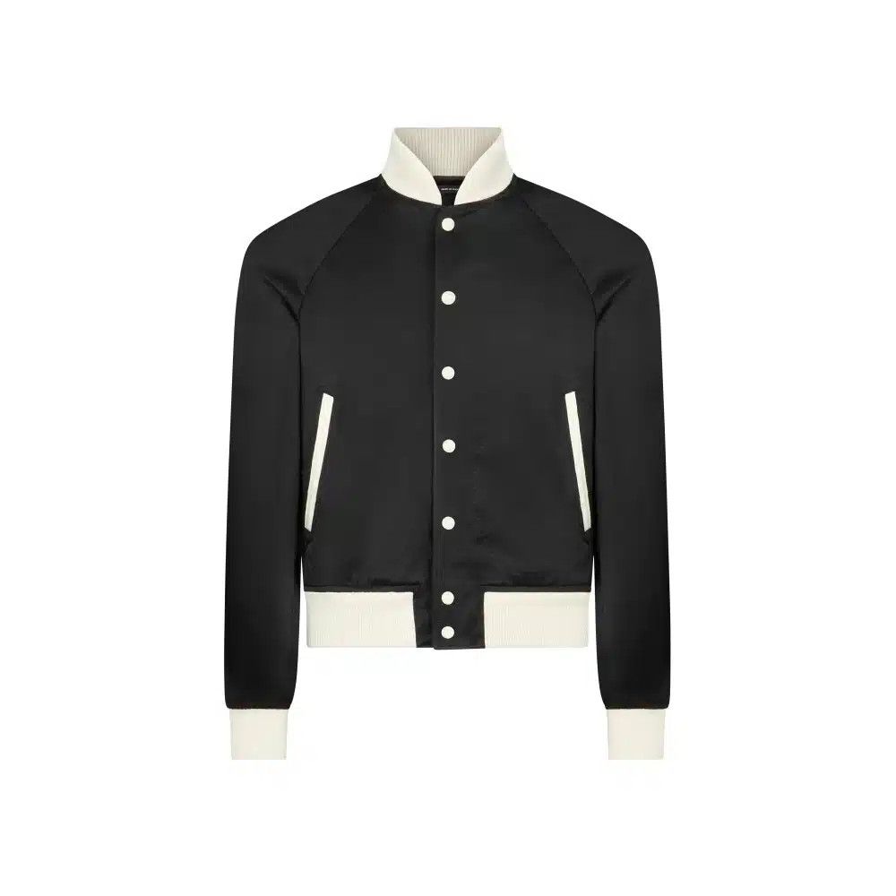 Tom Ford o1loc1c0825 OBS052 Viscose Bomber Jacket in Black/White Size US L / EU 52-54 / 3 - 1 Thumbnail