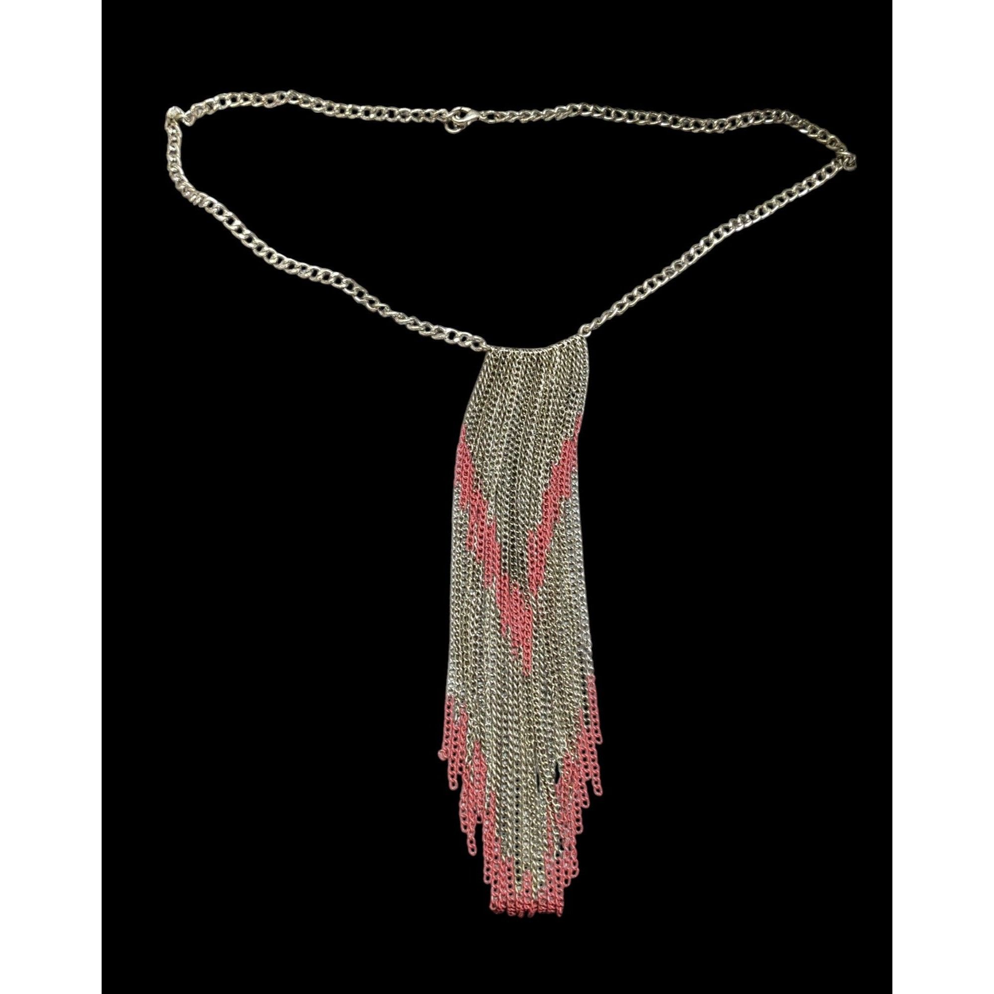 Other Bohemian Fringe Chain Necklace Red And Silver Tone Size ONE SIZE - 2 Thumbnail