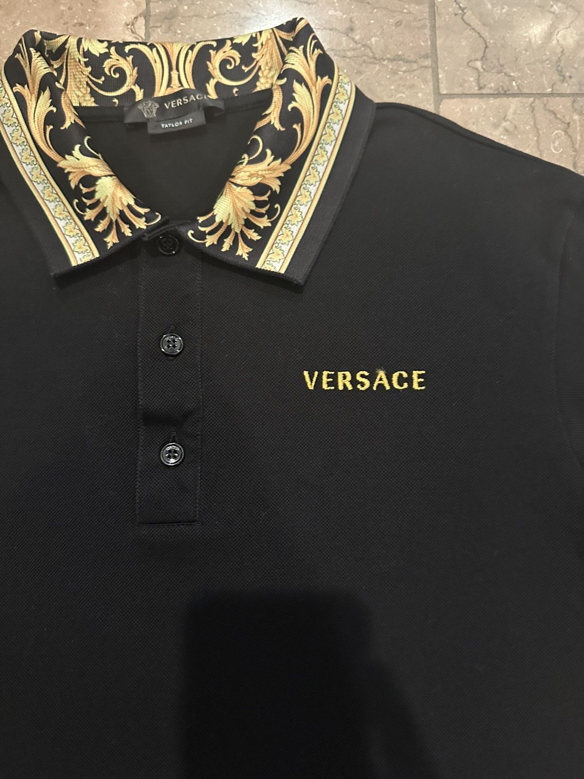 Versace Versace Baroque Collar Polo Black Gold Medusa Trim Small Size US XS / EU 42 / 0 - 2 Thumbnail