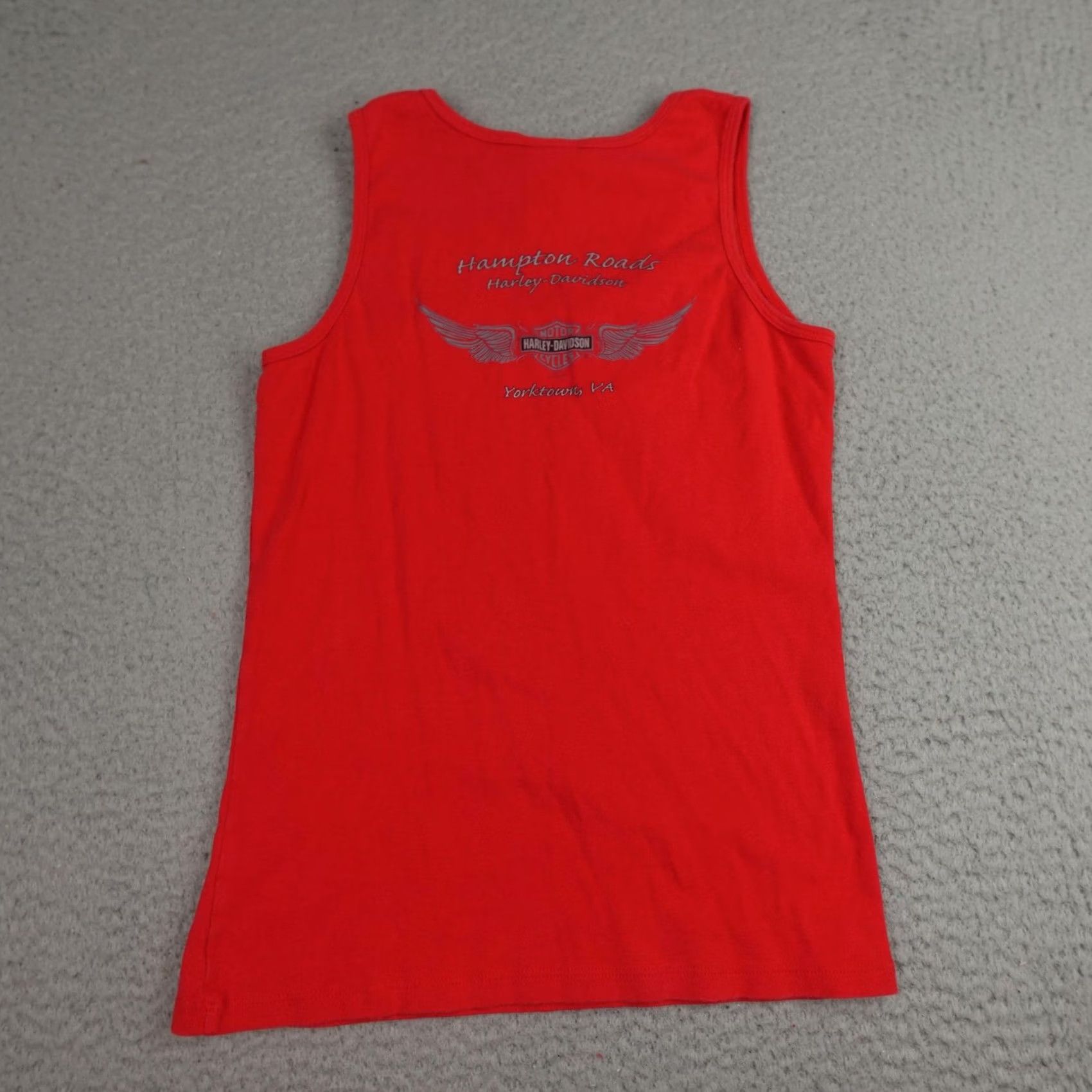 Harley Davidson VINTAGE Harley-Davidson Shirt Womens Small Red Rhinestone Tank Top Biker Made in USA Size S / US 4 / IT 40 - 2 Thumbnail