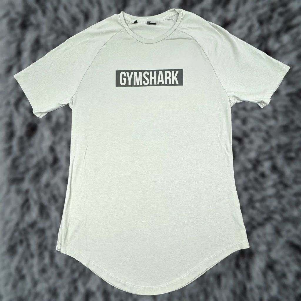 Gymshark Shirt Mens 2XL Green Curved Hem Short Sleeve Spellout Athletic Stretch, Men's (Size Xxl)