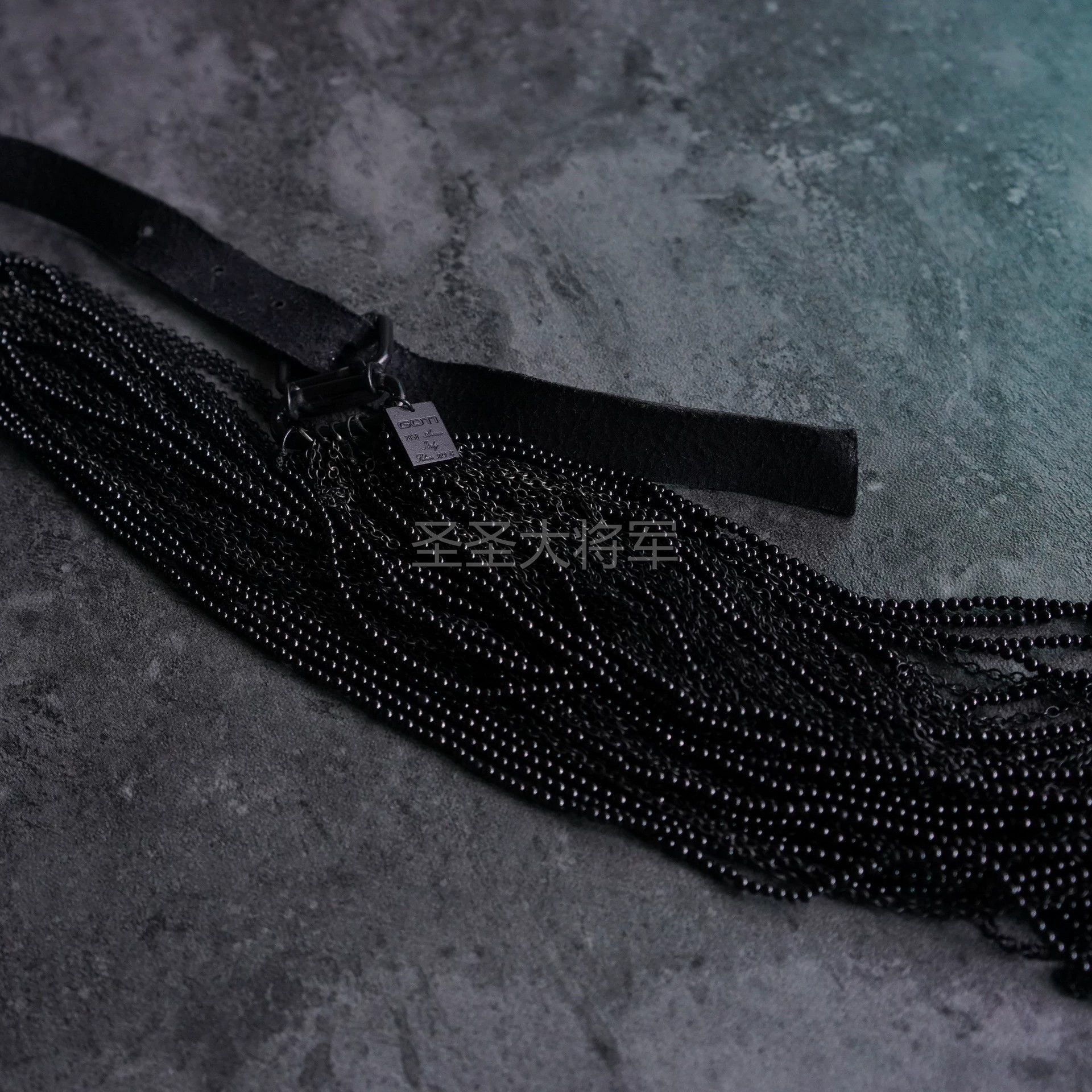 Goti Goti Dark Horsehide Overlay Silver Chain w/ Black Agate Size ONE SIZE - 4 Thumbnail