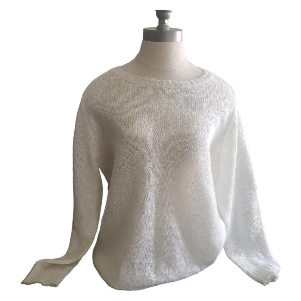 Designer CT884 Jaclyn Smith Ladies White Long Sleeve Sweater L Size L / US 10 / IT 46 - 1 Thumbnail