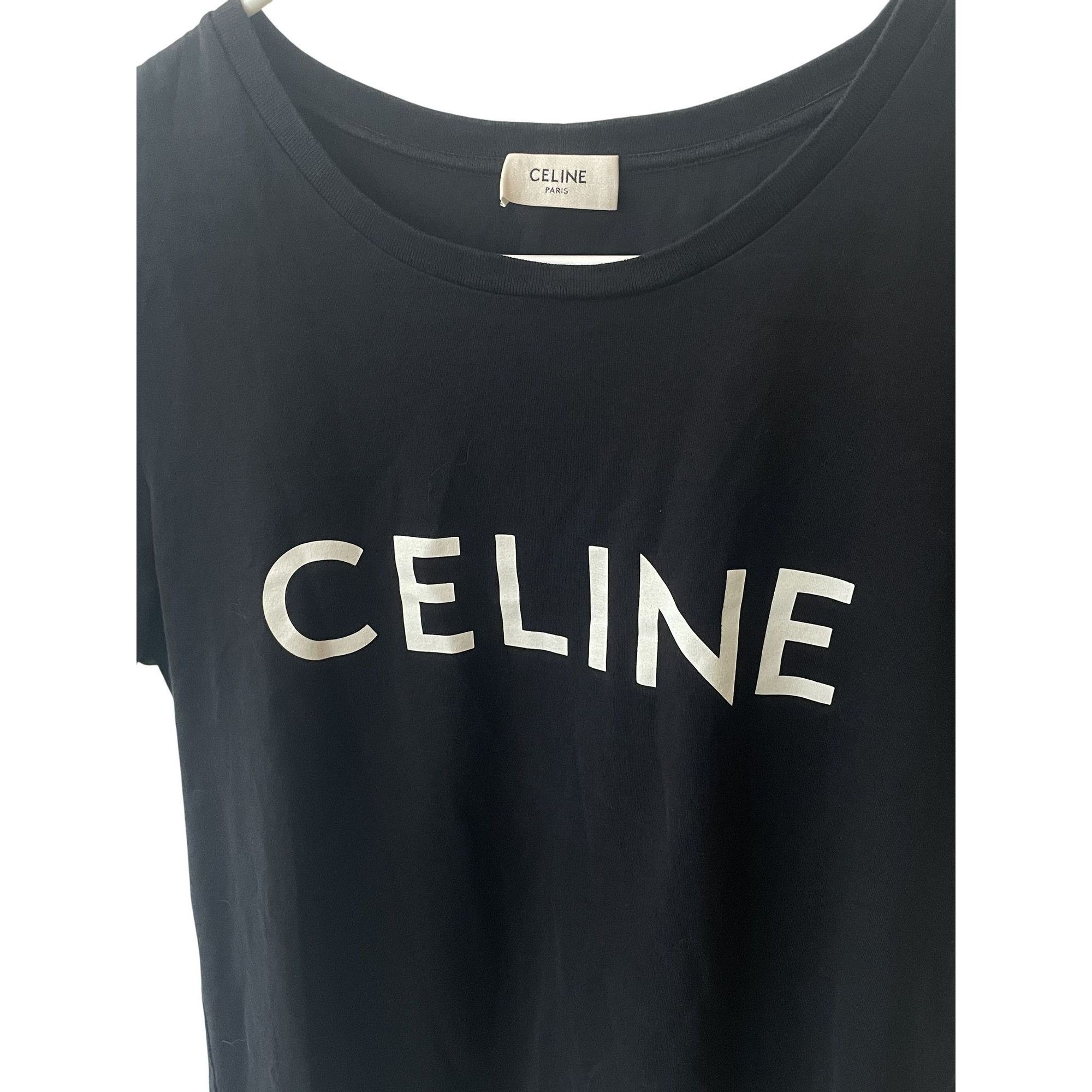 Celine Celine Womens Black Cotton Logo T-Shirt Size M / US 6-8 / IT 42-44 - 3 Thumbnail