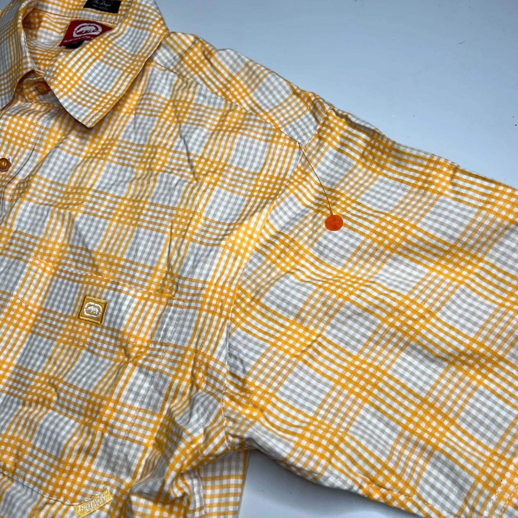 Ecko Unltd. Ecko Unltd Men’s Short Sleeve Button-Up Shirt Yellow Plaid 100% Cotton M Regular Mens Size US M / EU 48-50 / 2 - 5 Thumbnail