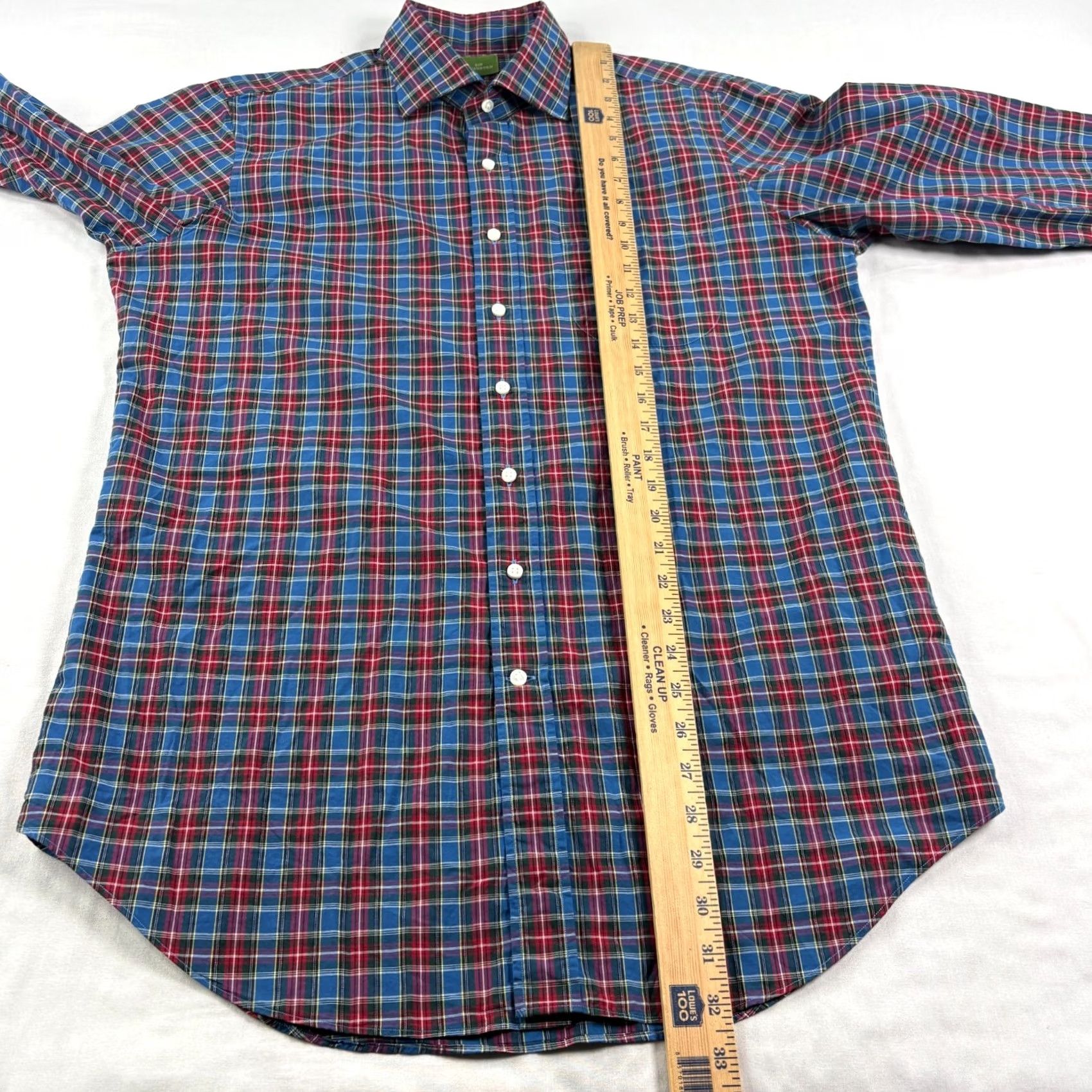 Sid Mashburn Sid Mashburn Shirt Men M Blue Red Plaid Button-Up Long Sleeve Casual Formal Size 40R - 5 Thumbnail