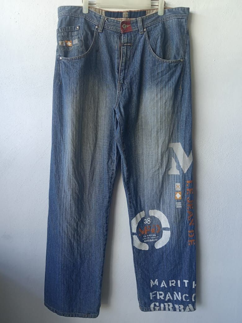Marithe + Francois Girbaud MFG Distressed Embroidered Spellout Big Logo Baggy Jeans Size US 38 / EU 54 - 1 Thumbnail