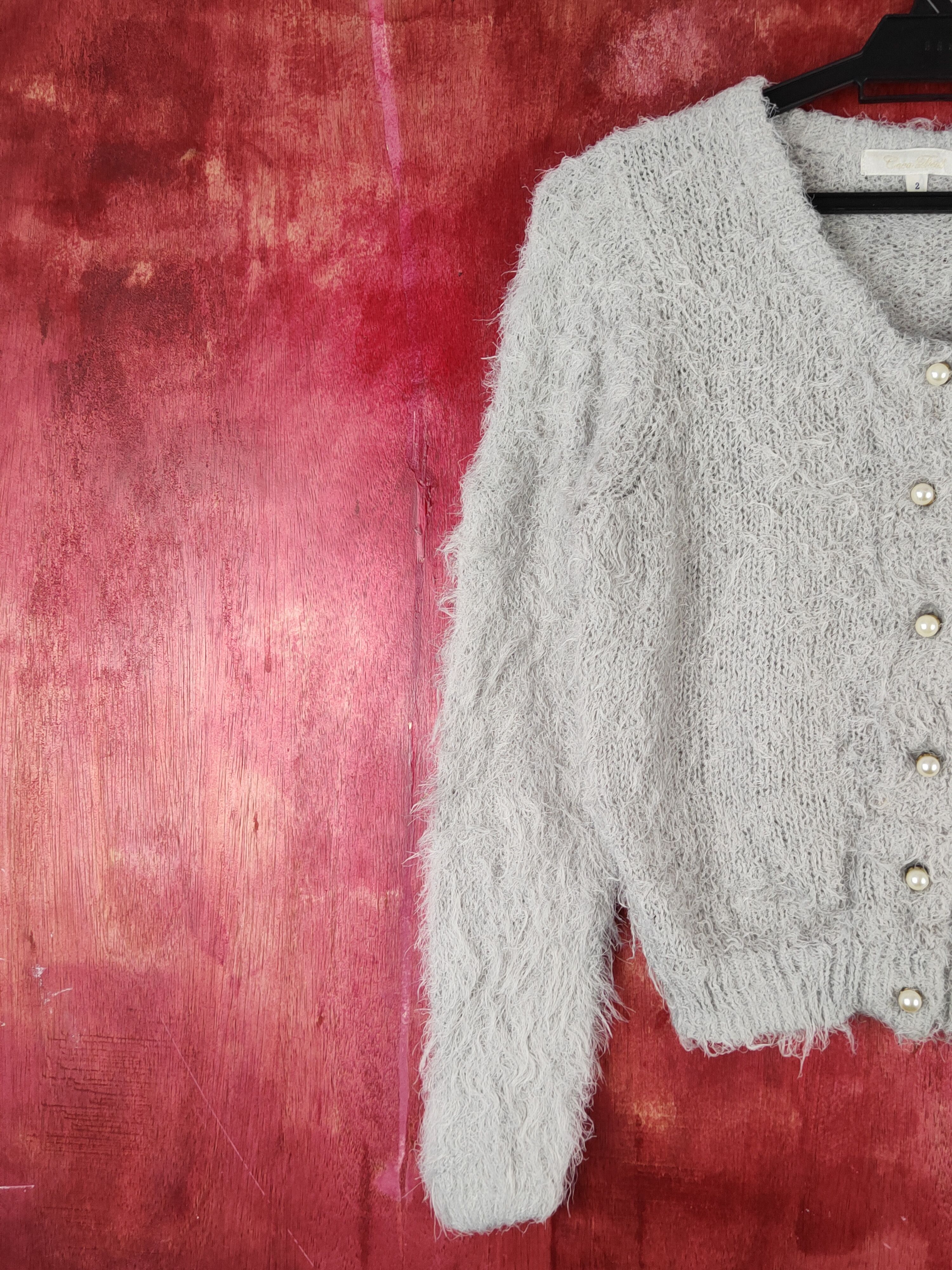 Aran Isles Knitwear × Japanese Brand × Vintage Caca Deal Light Gray Shag Shaggy Fur Mohair Knitwear #S1919 Size S / US 4 / IT 40 - 3 Thumbnail