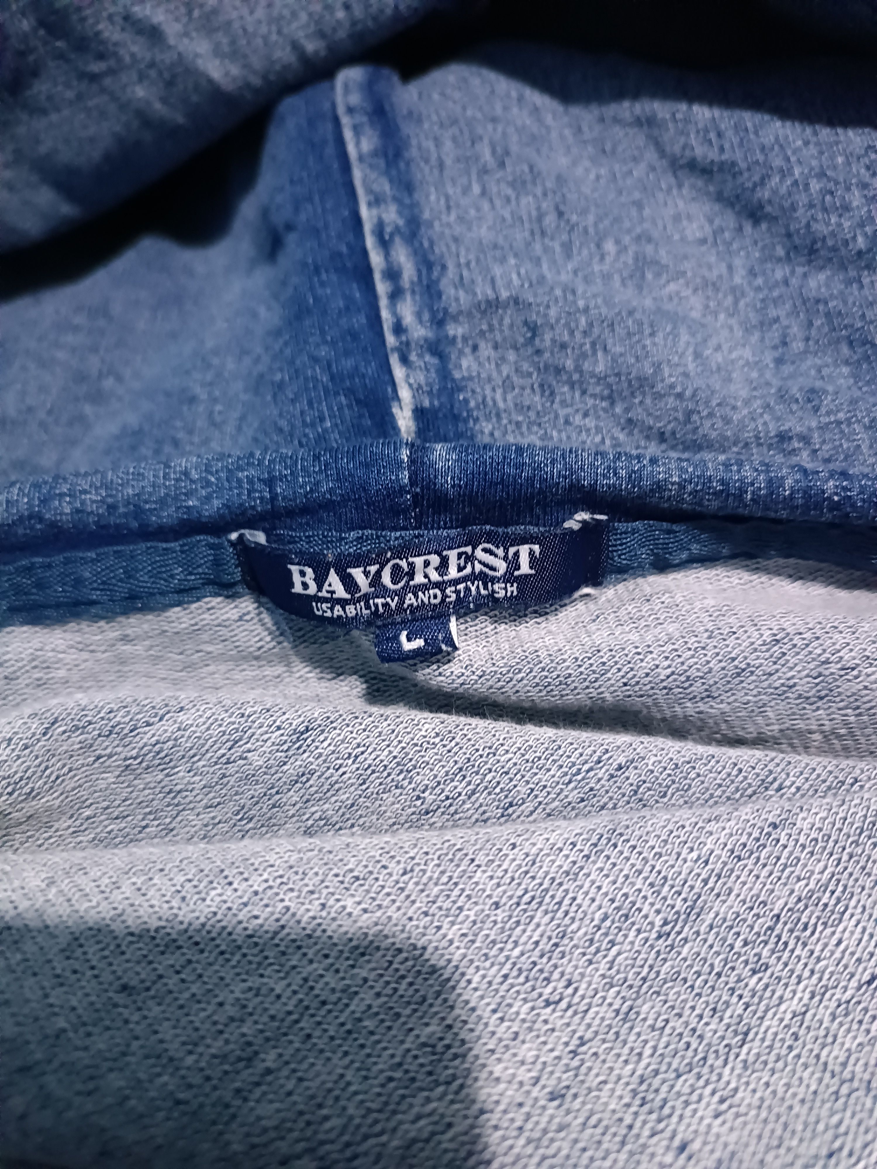 Japanese Brand Sweater Hoodie Jacket Resembles a Denim Fabric Design. Size US L / EU 52-54 / 3 - 6 Thumbnail