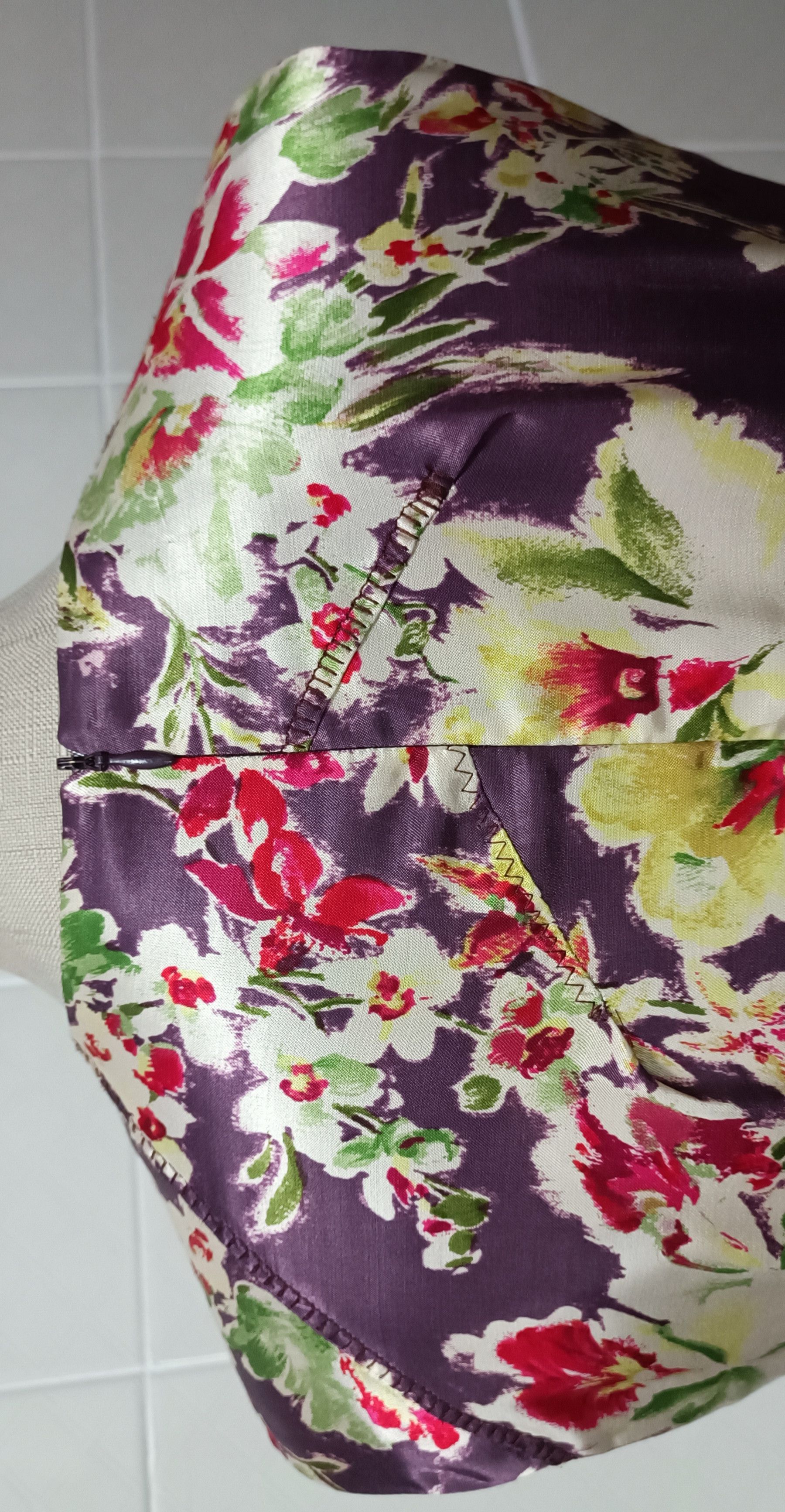 Jean Paul Gaultier 2000's - satin dark purple and floral midi dress Size M / US 6-8 / IT 42-44 - 15 Thumbnail